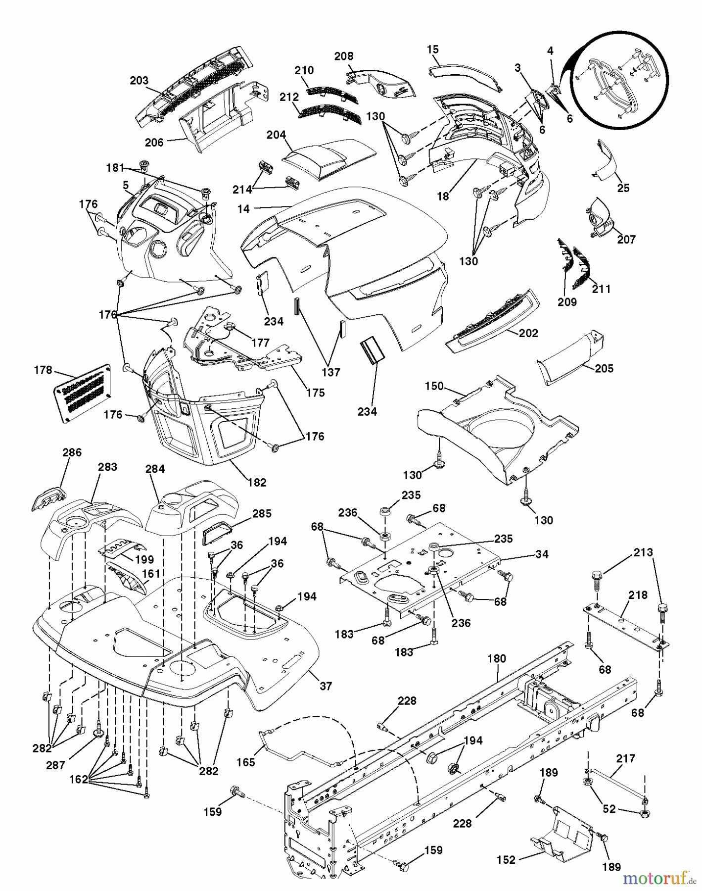  Husqvarna Rasen und Garten Traktoren YTH 22V46XLS (96043010301) - Husqvarna Yard Tractor (2012-02 & After) CHASSIS ENCLOSURES