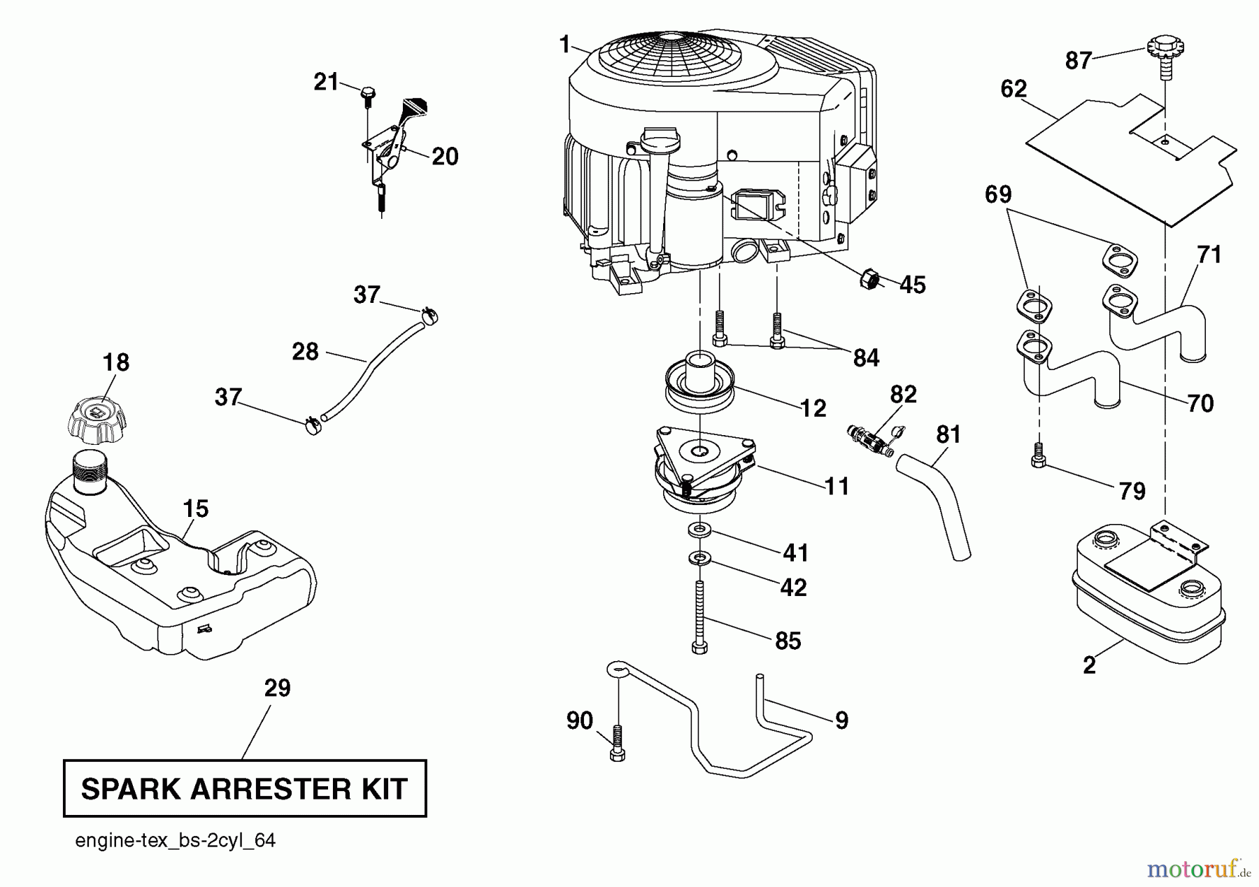  Husqvarna Rasen und Garten Traktoren YTH 2348 (917.289570) - Husqvarna Yard Tractor (2010-04 & After) (Sears Craftsman) Engine