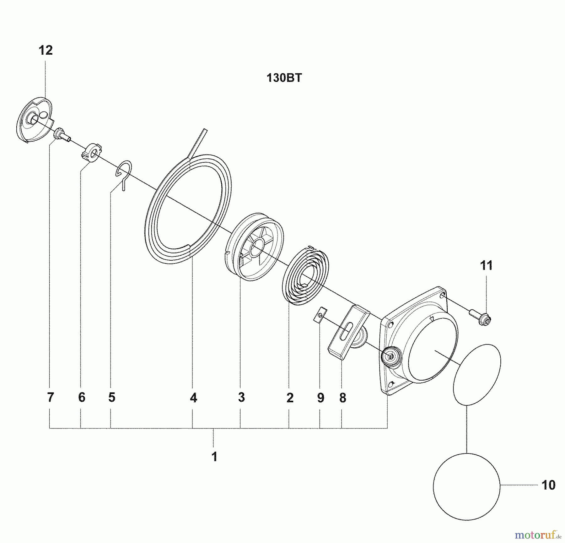  Husqvarna Bläser / Sauger / Häcksler / Mulchgeräte 130 BT - Husqvarna Backpack Blower (2008-10 & After) Starter Assy.