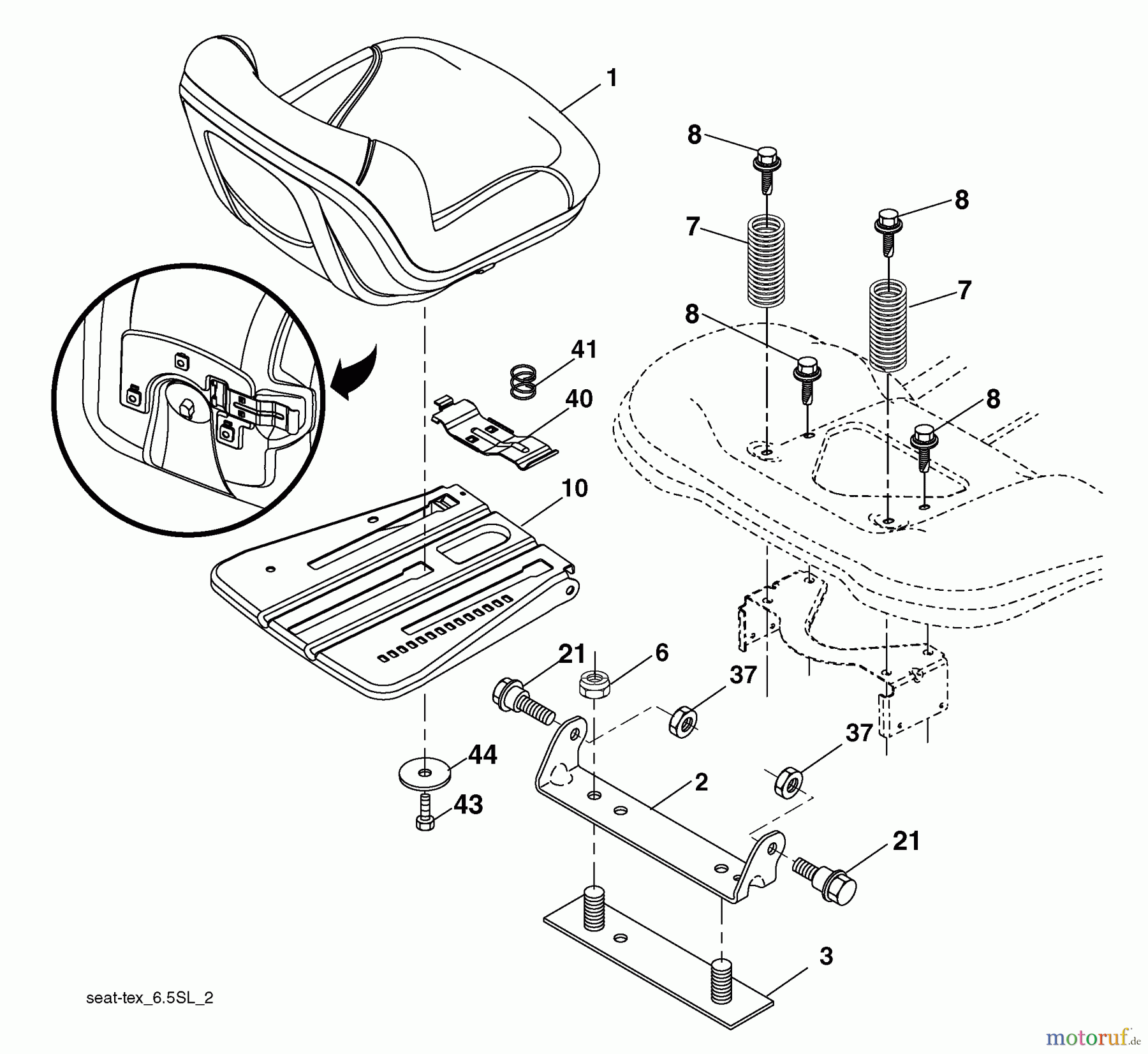  Husqvarna Rasen und Garten Traktoren YTH 2348 (96043008600) - Husqvarna Yard Tractor (2009-08 & After) Seat Assembly