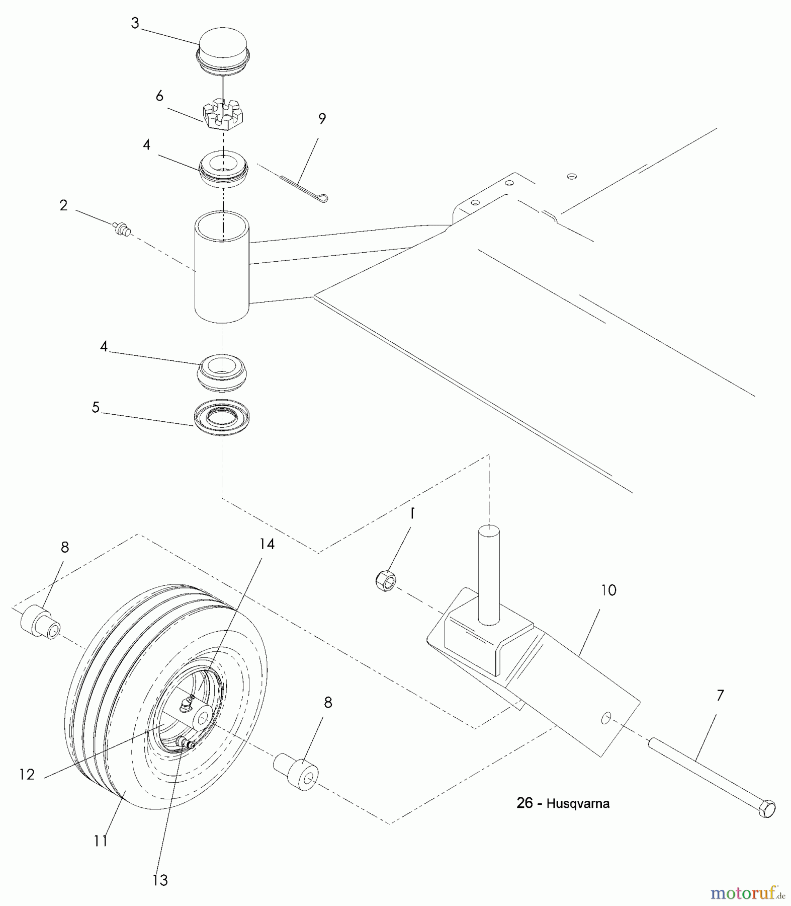  Husqvarna Rasen und Garten Traktoren YTH 2348 (96045000501) - Husqvarna Yard Tractor (2008-02 & After) Caster