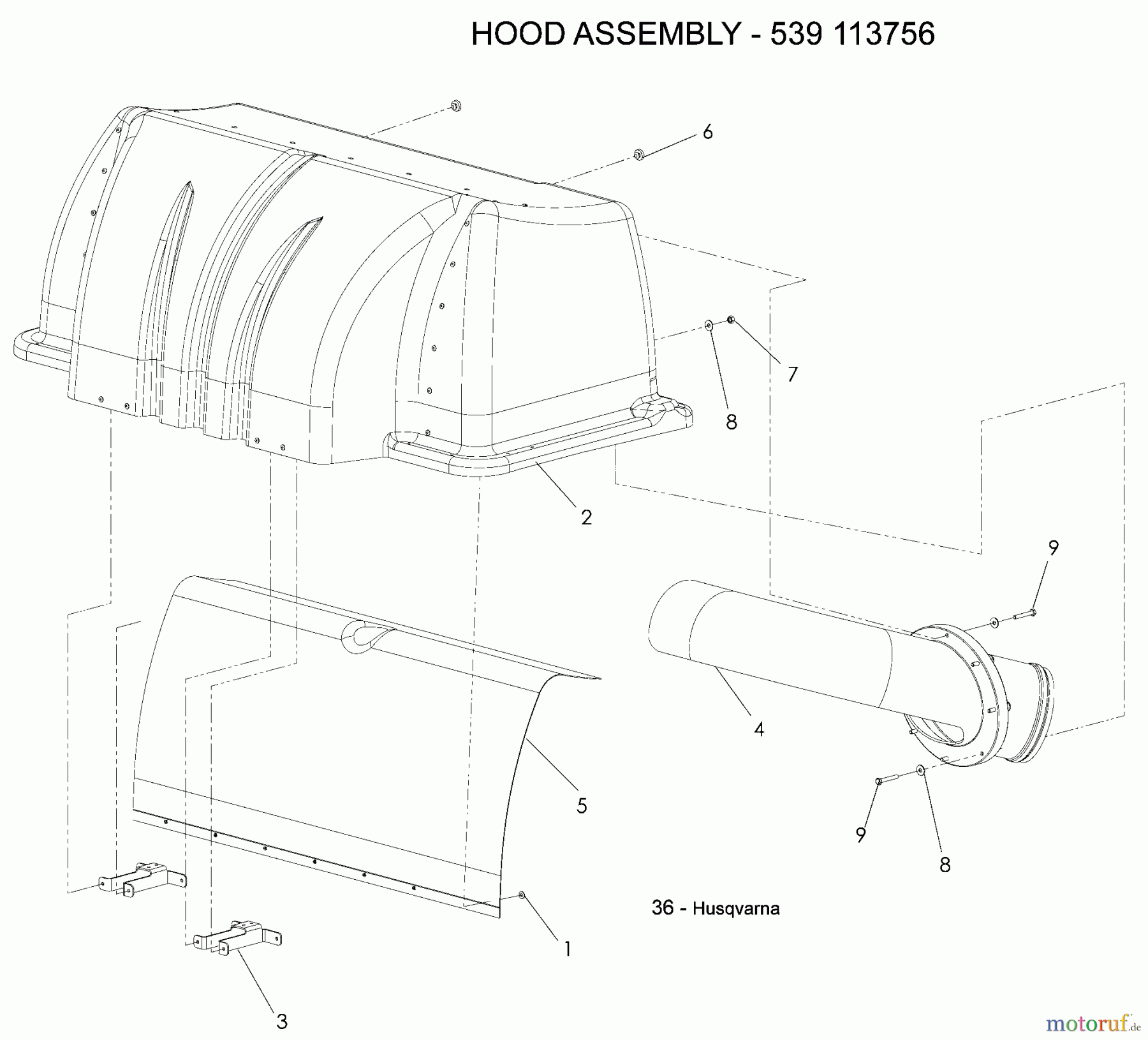  Husqvarna Rasen und Garten Traktoren YTH 2348 (96045000501) - Husqvarna Yard Tractor (2008-02 & After) Hood Assembly