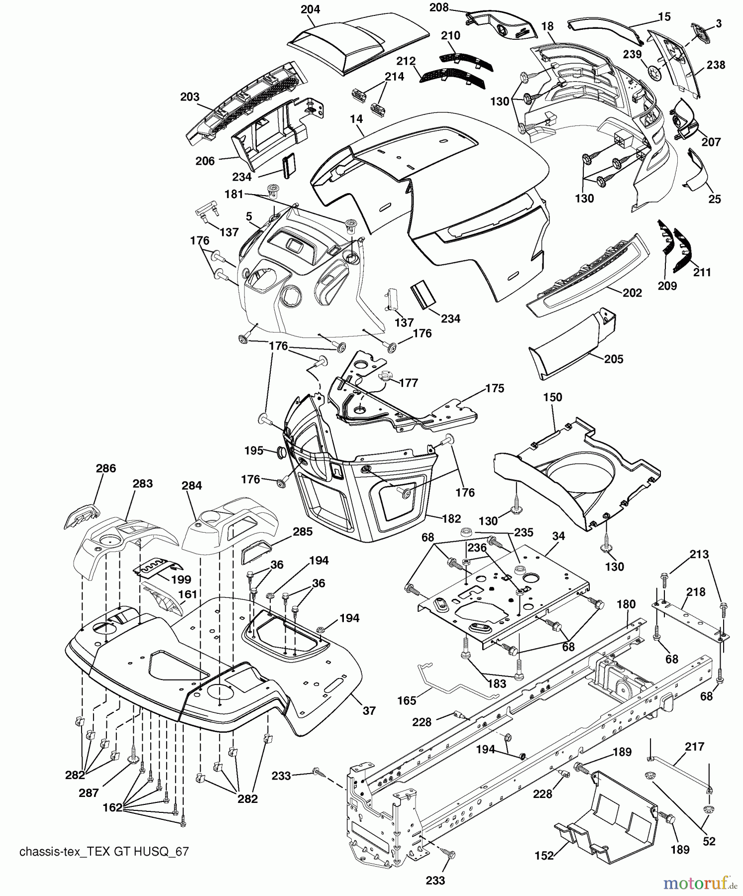  Husqvarna Rasen und Garten Traktoren YTH 2348 (96045002200) - Husqvarna Yard Tractor (2010-02 to 2010-01) Chassis