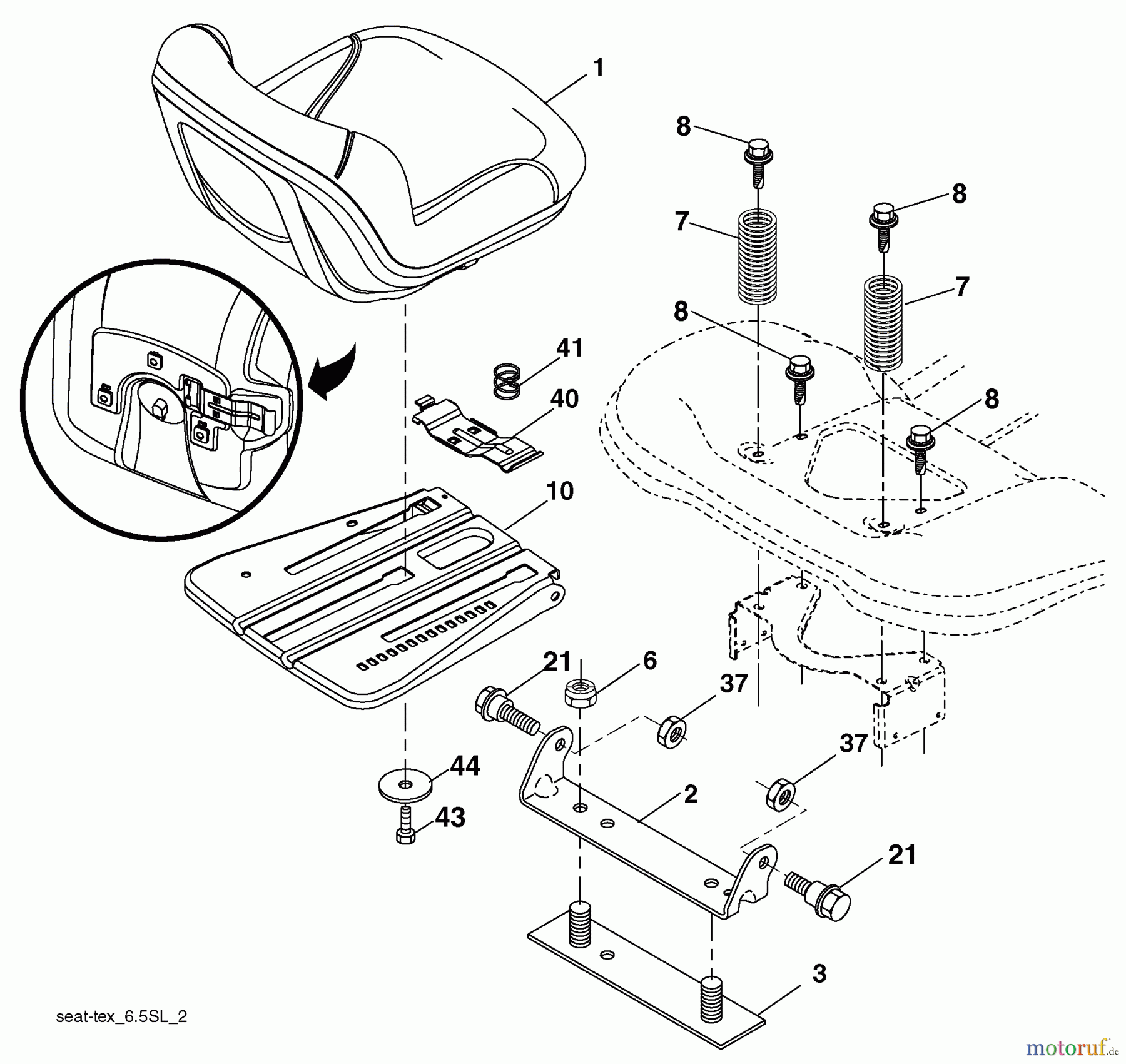  Husqvarna Rasen und Garten Traktoren YTH 23V48 (96043008601) - Husqvarna Yard Tractor (2010-04 to 2010-06) Seat Assembly