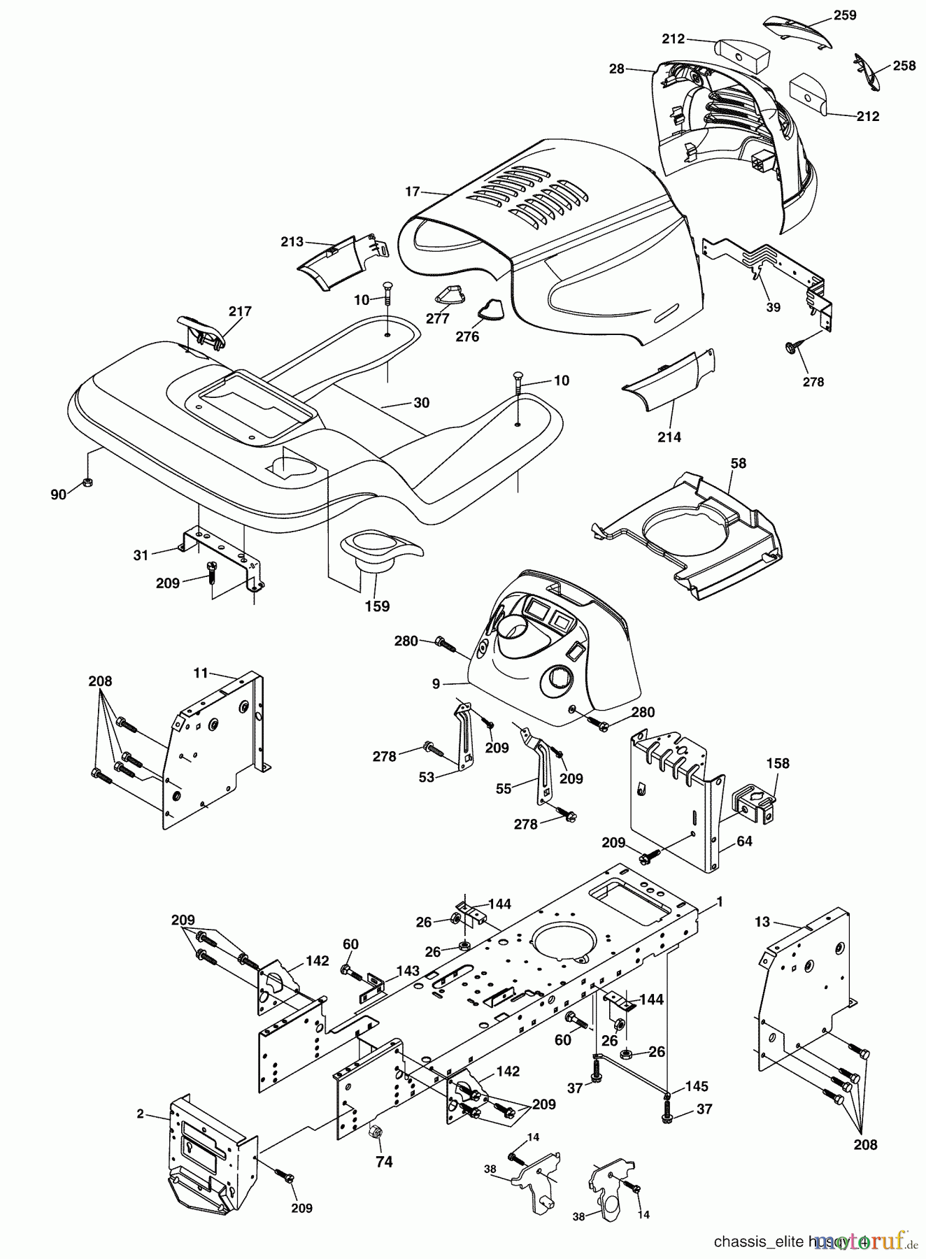  Husqvarna Rasen und Garten Traktoren YTH 2448 (96015000103) - Husqvarna Yard Tractor (2005-03 & After) Chassis/ Enclosures