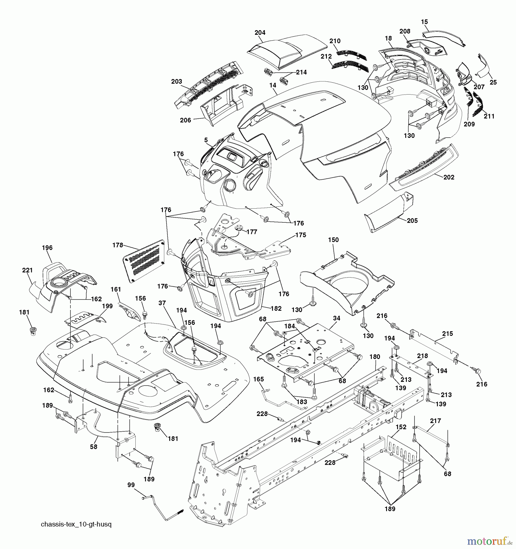  Husqvarna Rasen und Garten Traktoren YTH 2448T (96043000800) - Husqvarna Yard Tractor (2006-03 & After) Chassis