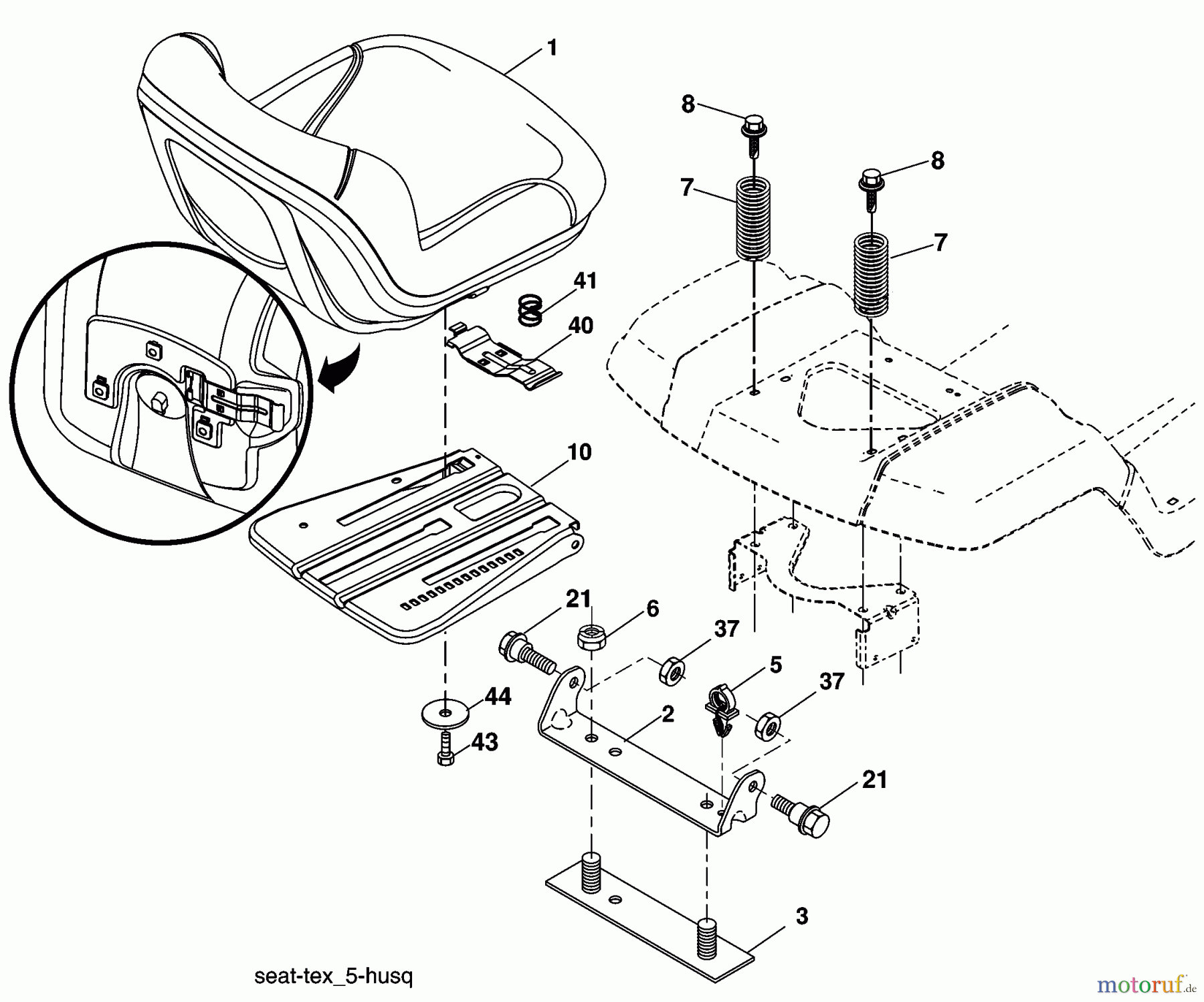  Husqvarna Rasen und Garten Traktoren YTH 2454T (96043002203) - Husqvarna Yard Tractor (2006-03 & After) Seat Assembly