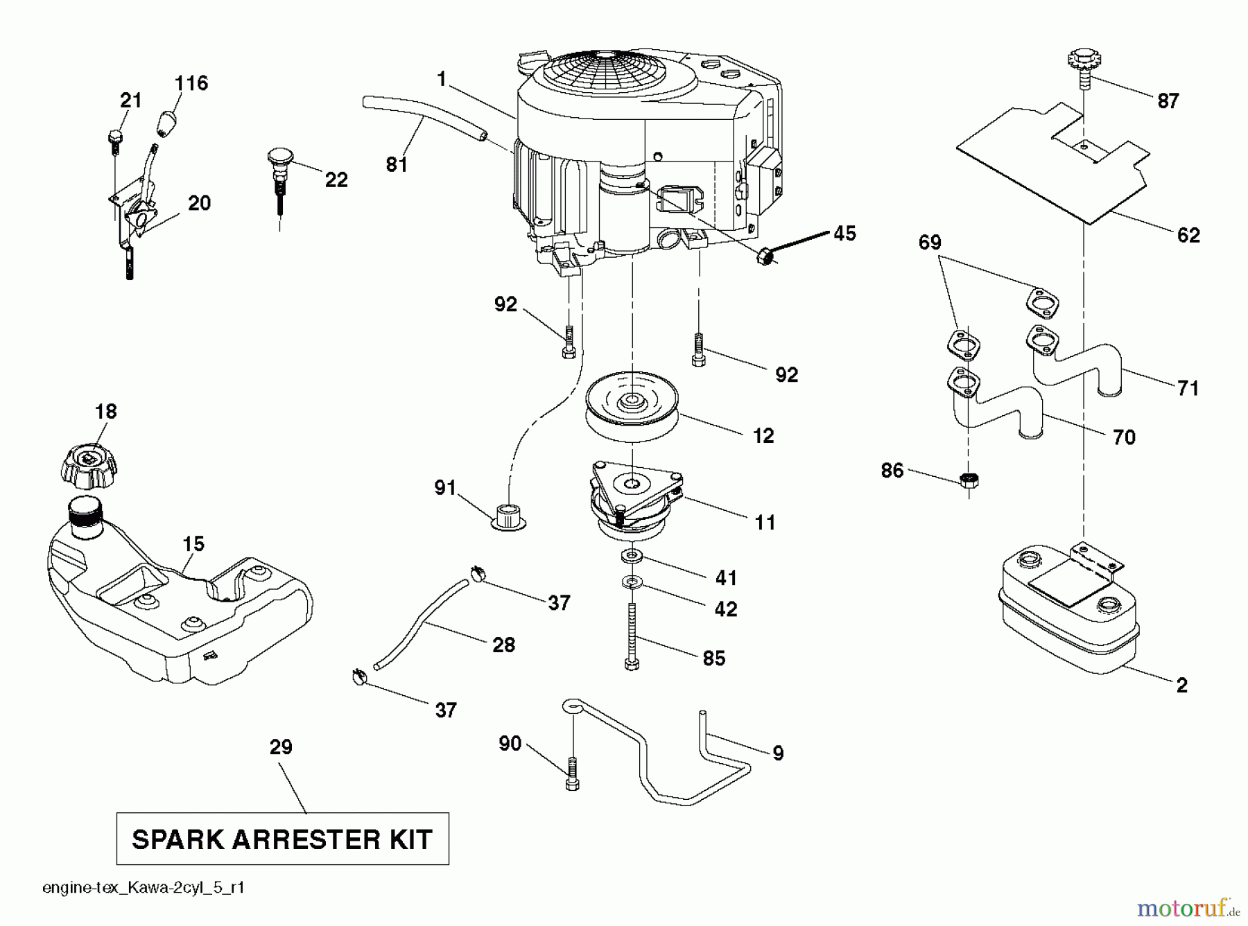  Husqvarna Rasen und Garten Traktoren YTH 24V42LS (96043011502) - Husqvarna Yard Tractor (2011-07 & After) ENGINE