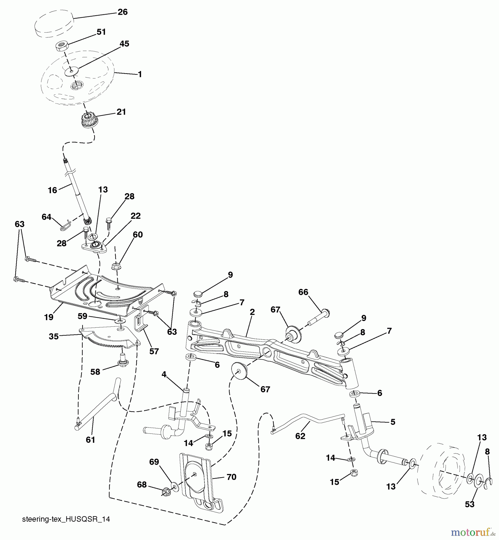  Husqvarna Rasen und Garten Traktoren YTH 24V54 (96043009301) - Husqvarna Yard Tractor (2010-04 & After) Steering Assembly