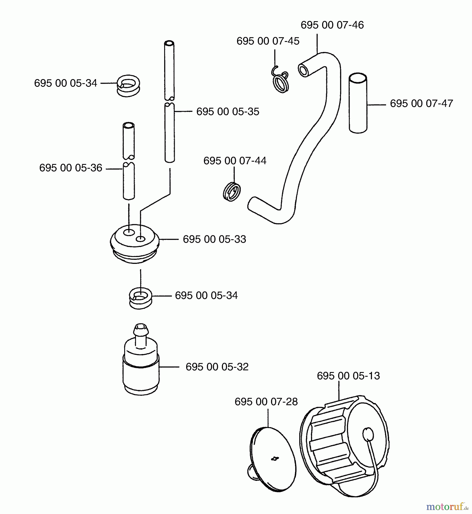  Husqvarna Bläser / Sauger / Häcksler / Mulchgeräte 145 BT - Husqvarna Backpack Blower (Carb II) (2001-04 & After) (California) Fuel Line / Cap / Filter