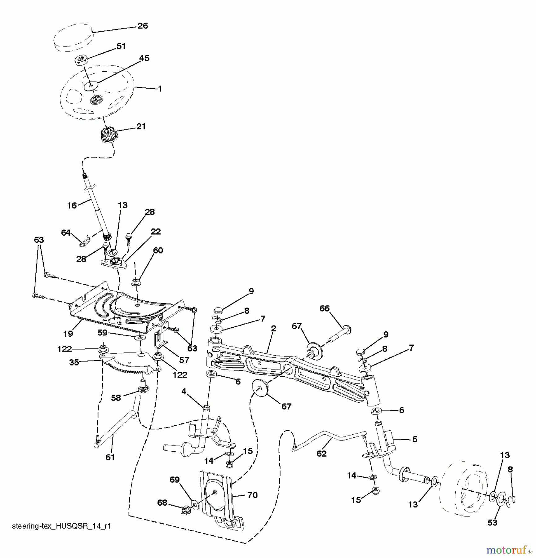  Husqvarna Rasen und Garten Traktoren YTH 26V54 (96043011104) - Husqvarna Yard Tractor (2012-08 & After) STEERING