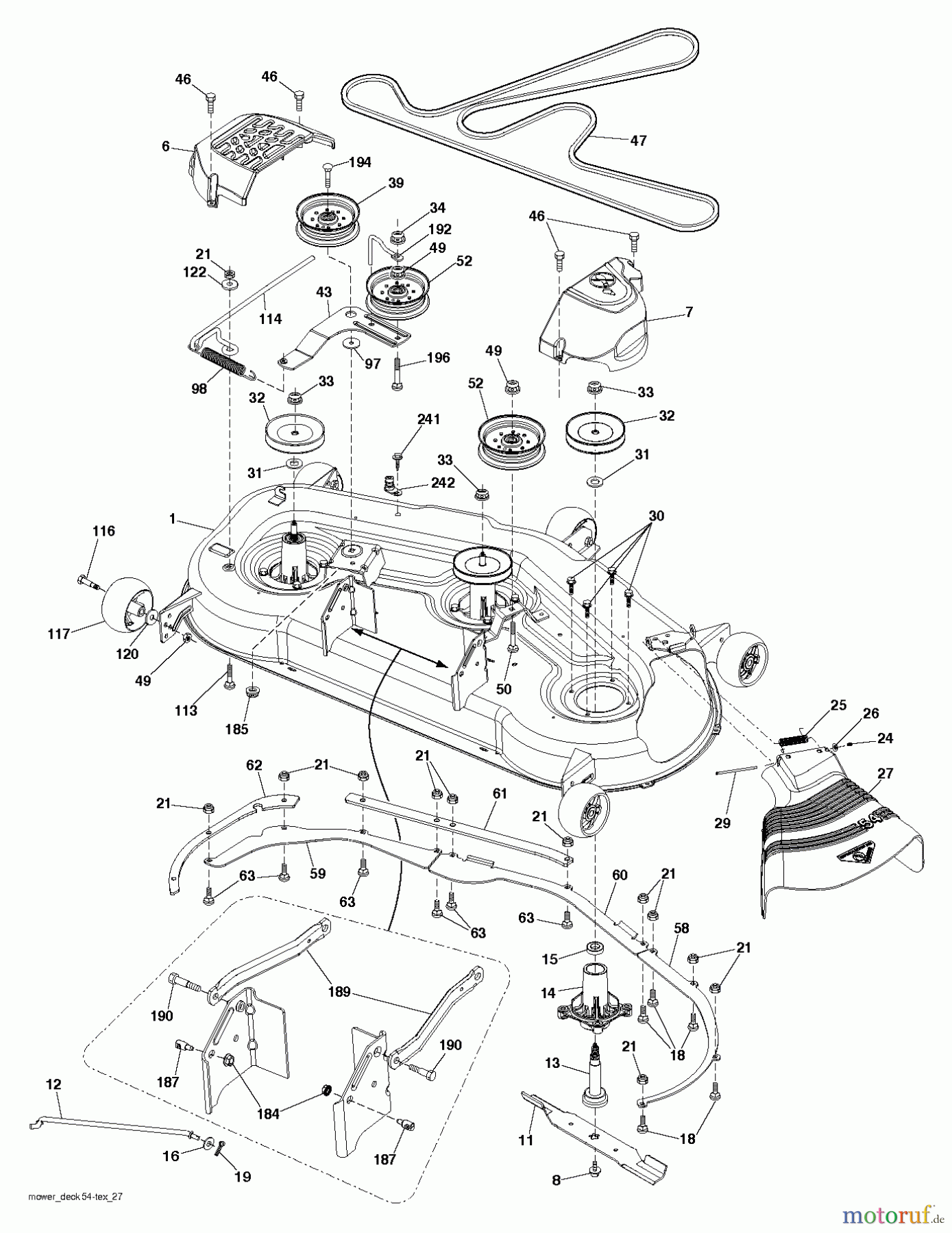  Husqvarna Rasen und Garten Traktoren YTH 2754 (96041022101) - Husqvarna Yard Tractor (2012-12 & After) MOWER DECK / CUTTING DECK