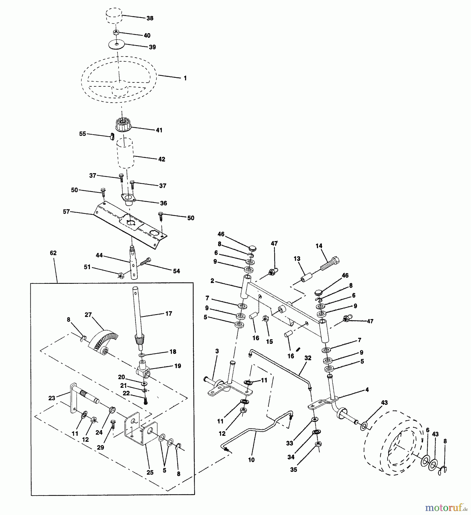  Husqvarna Rasen und Garten Traktoren YTHK 180 (HCYTHK180A) - Husqvarna Yard Tractor (1996-01 & After) Steering Assembly