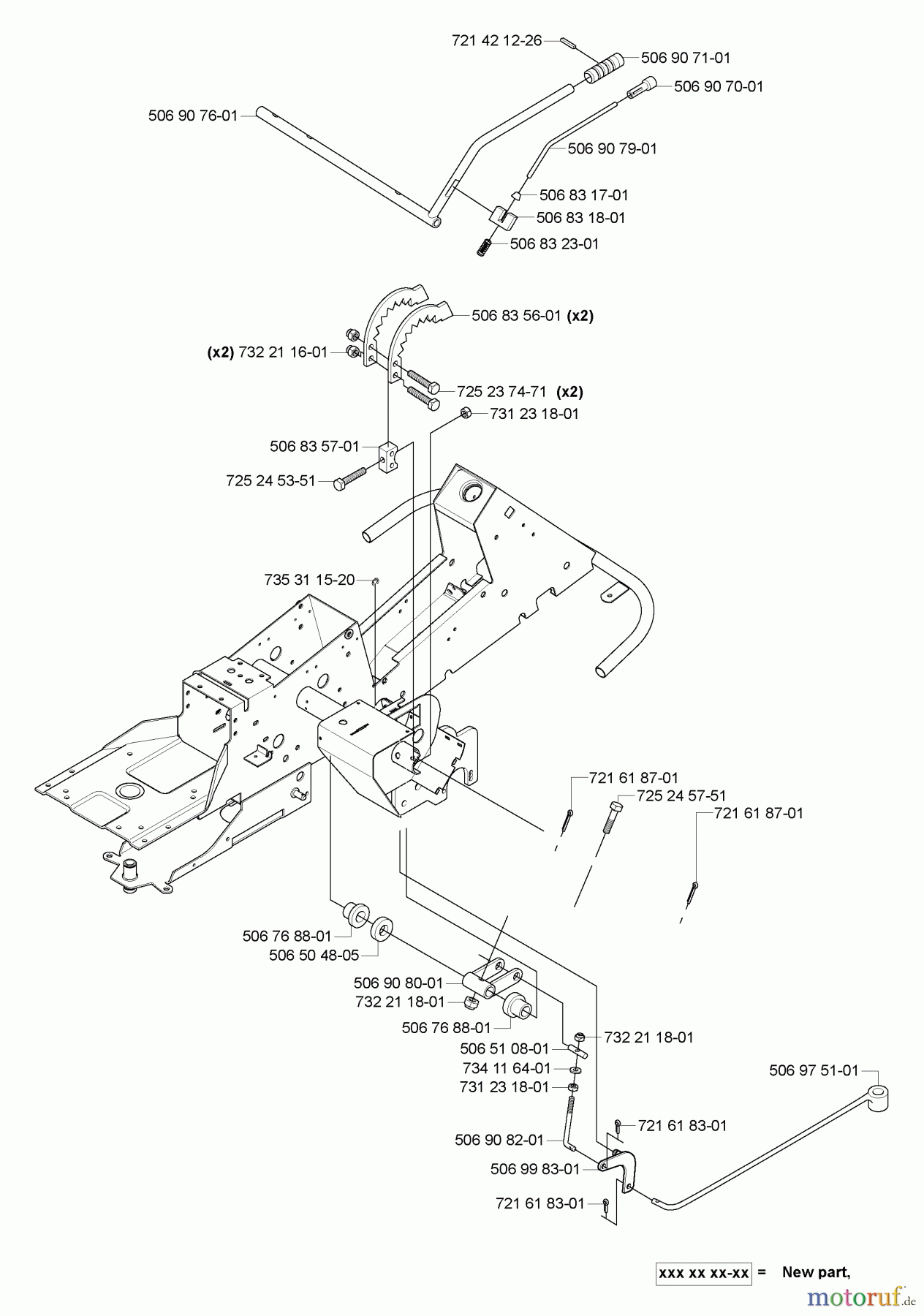  Husqvarna Reitermäher, Motor hinten Rider 155 AWD - Husqvarna Rear-Engine Rider (2006-01 & After) Chassis (Height Adj. Lever)