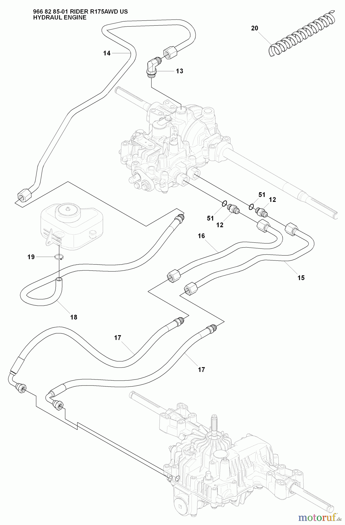  Husqvarna Reitermäher, Motor hinten Rider 175 AWD - Husqvarna Rear-Engine Rider (2008-05 & After) Hydraulic Engine (Part 2)