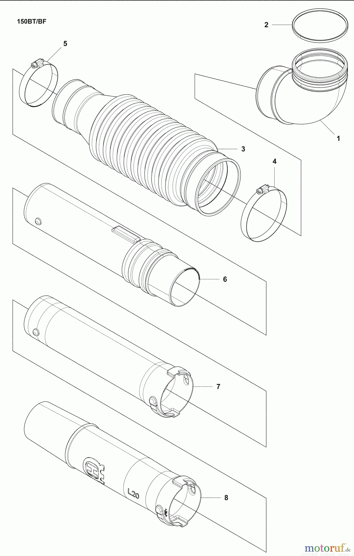  Husqvarna Bläser / Sauger / Häcksler / Mulchgeräte 150 BF - Husqvarna Backpack Blower (2008-10 & After) Blower Tubes