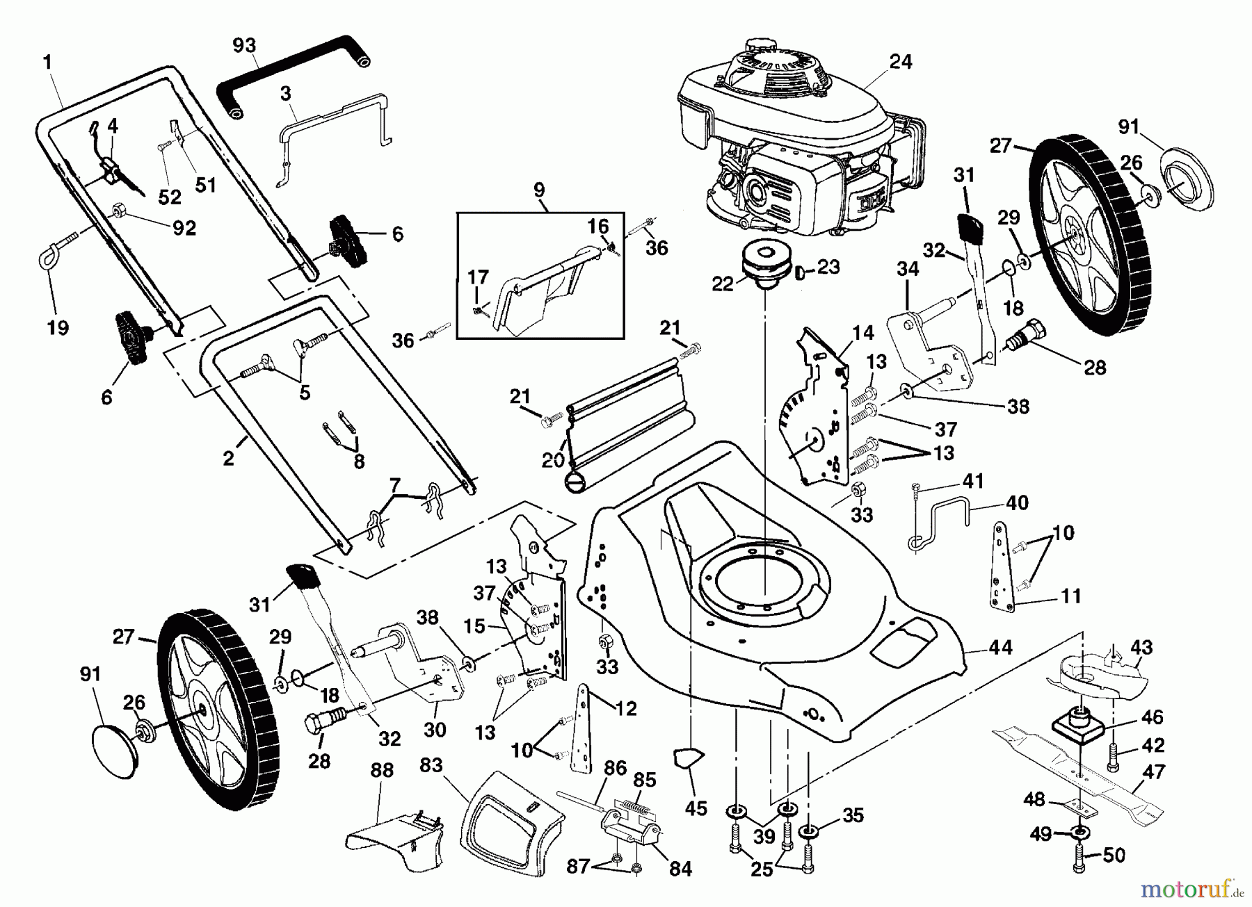  Husqvarna Rasenmäher 5521 CHVA (954223883) - Husqvarna Walk-Behind Mower (2004-07 & After) Handle & Deck Assembly