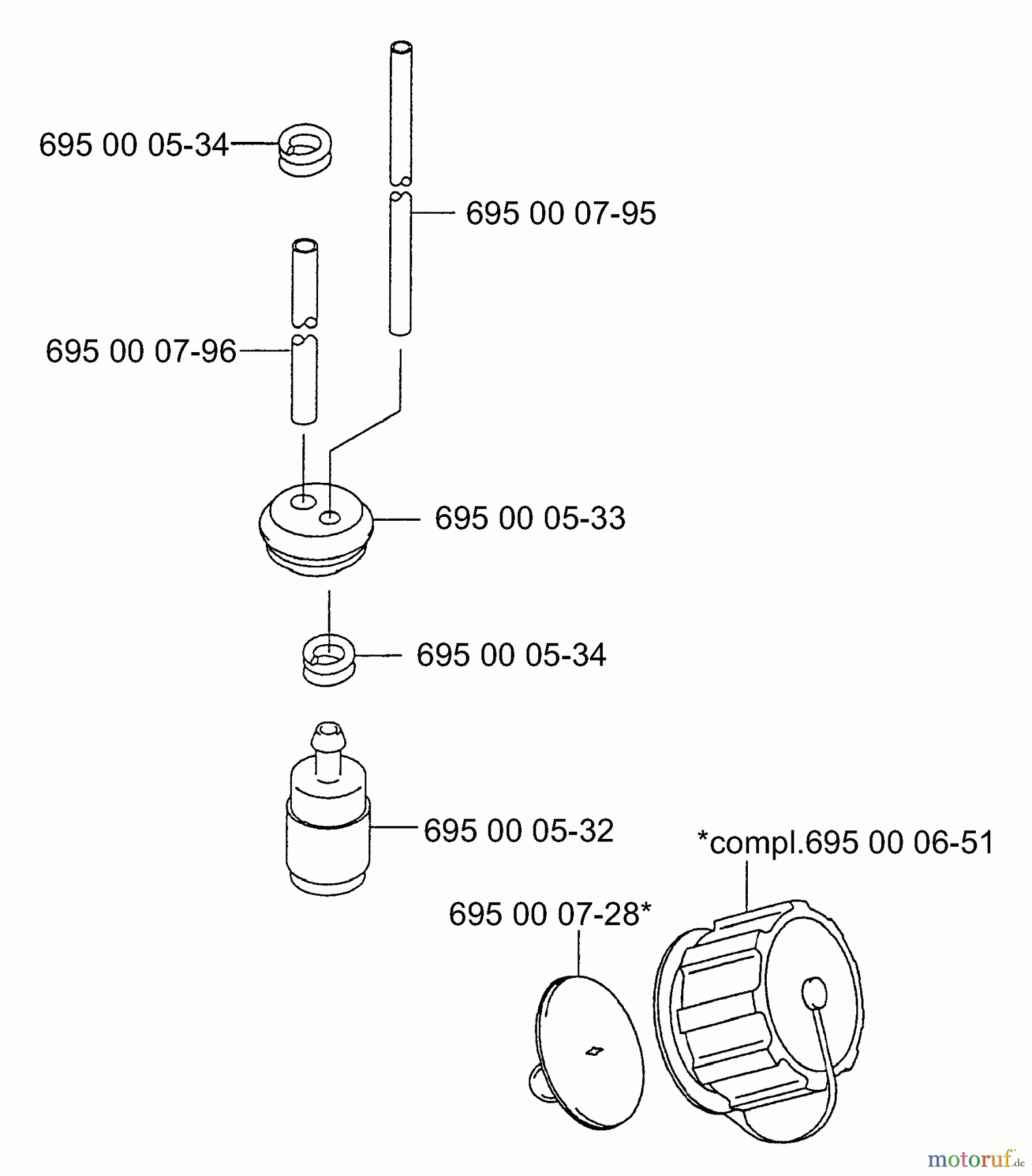  Husqvarna Bläser / Sauger / Häcksler / Mulchgeräte 165 BT - Husqvarna Backpack Blower (2001-06 & After) Fuel Line / Fuel Cap