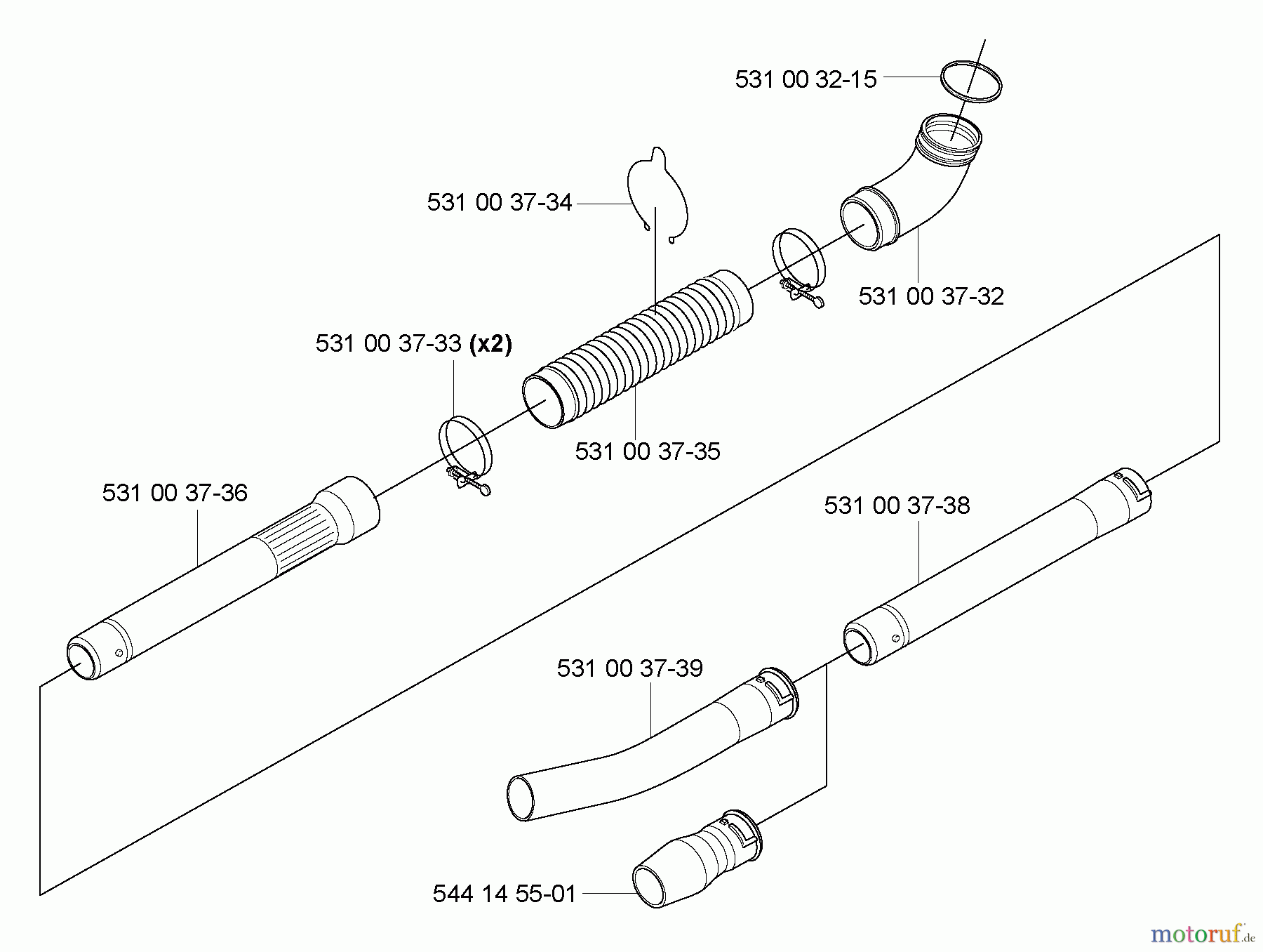  Husqvarna Bläser / Sauger / Häcksler / Mulchgeräte 165 BT - Husqvarna Backpack Blower (2005-08 & After) Blower Tubes