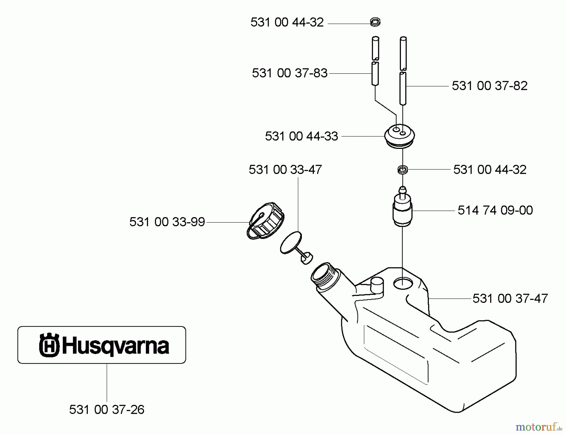  Husqvarna Bläser / Sauger / Häcksler / Mulchgeräte 165 BT - Husqvarna Backpack Blower (2005-08 & After) Fuel Tank