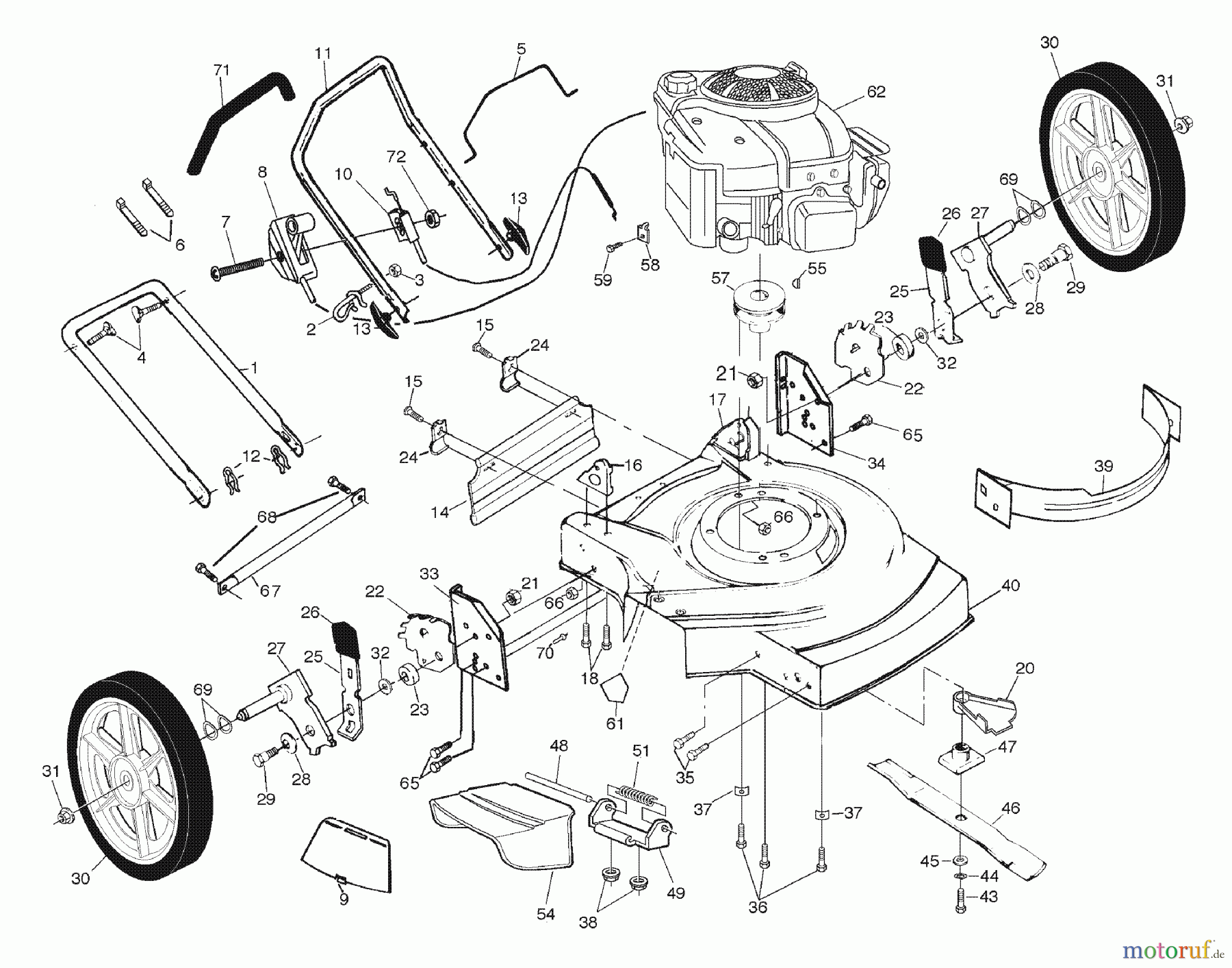  Husqvarna Rasenmäher 6522 SHB (954222718) - Husqvarna Walk-Behind Mower (2001-10 & After) Repair Parts (A)