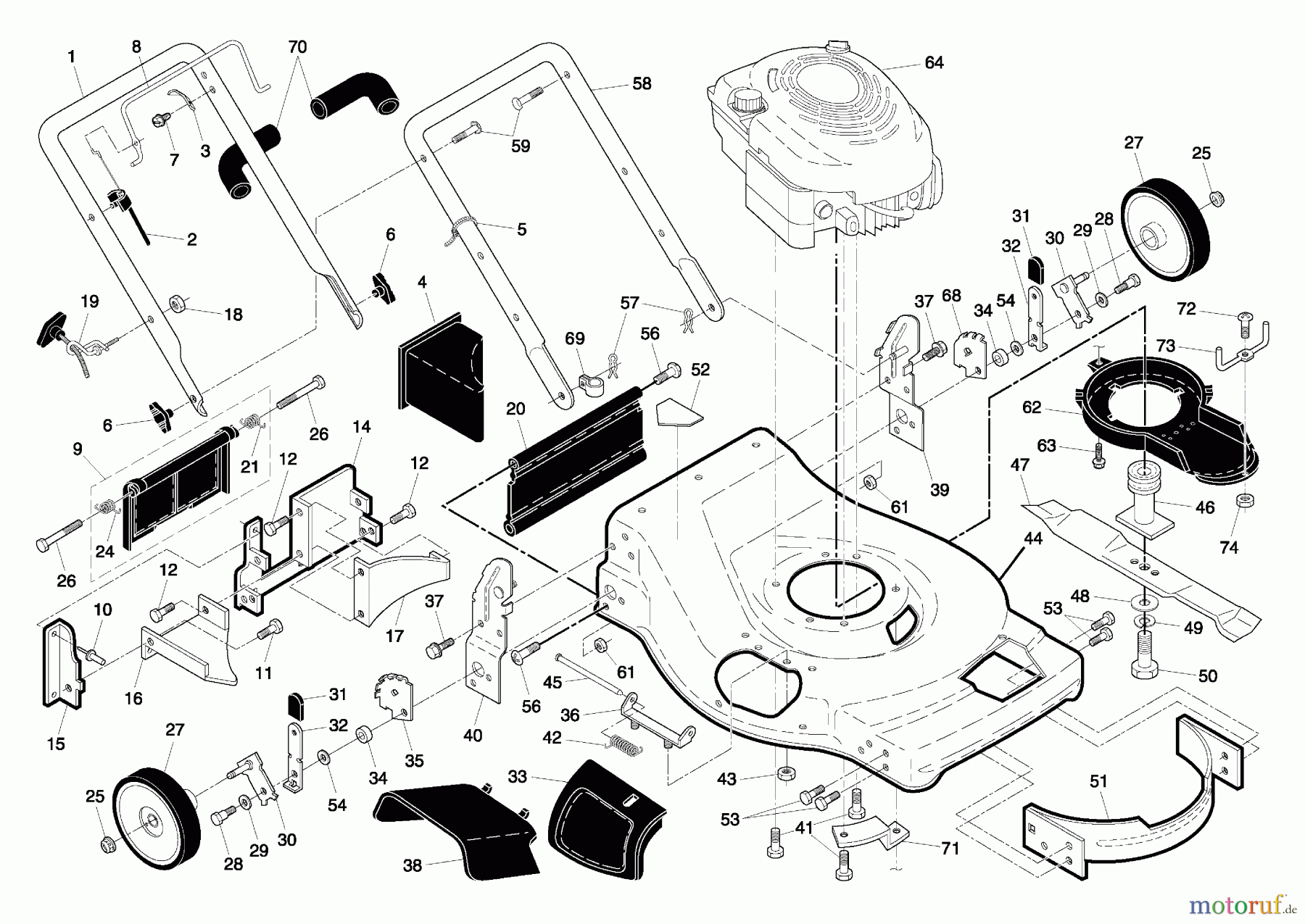  Husqvarna Rasenmäher 917.375810 - Husqvarna Walk-Behind Mower (2006-05 & After) (Sears Craftsman) Handle & Deck Assembly