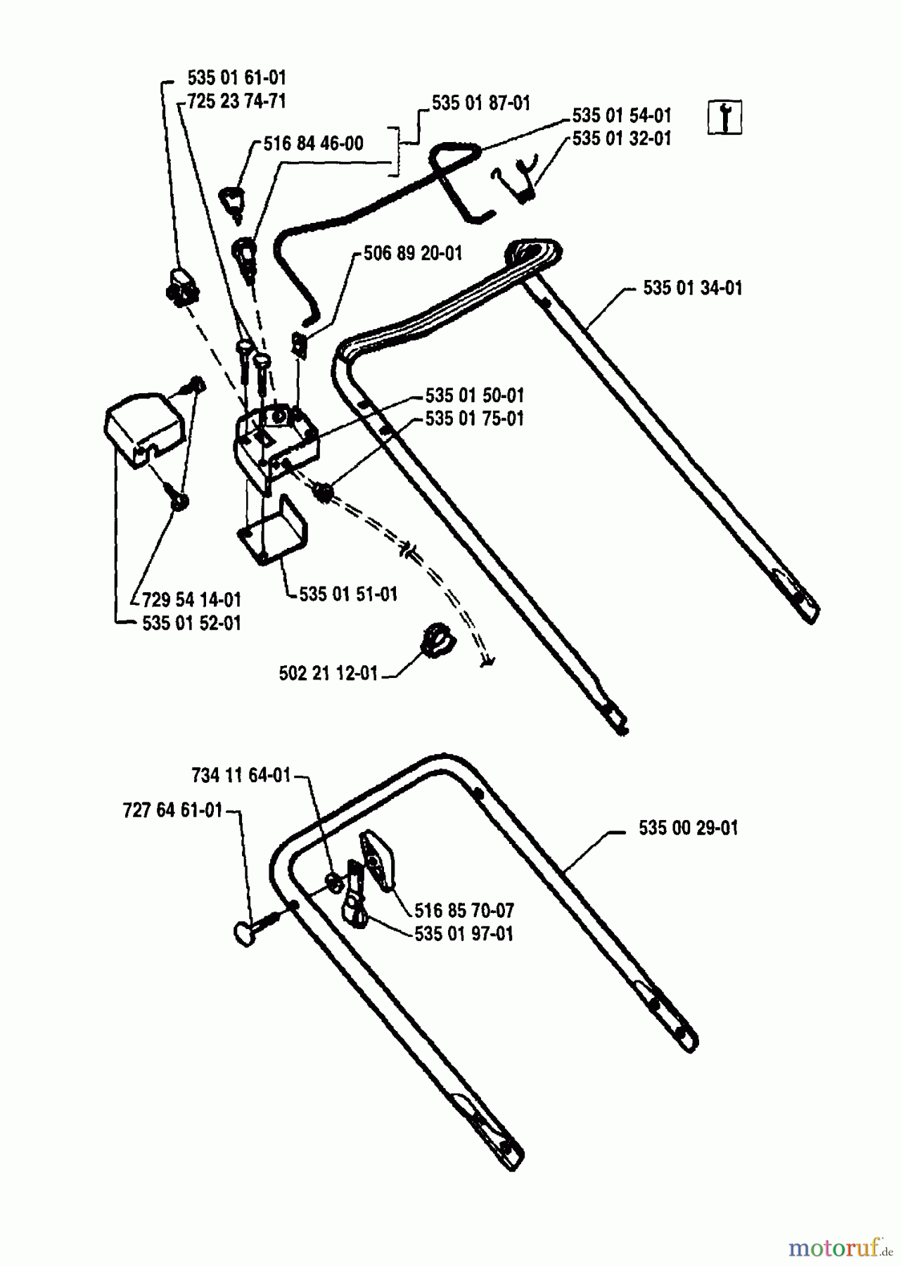  Husqvarna Rasenmäher Master 43 RC - Husqvarna Electric Mower (1994-02 to 1995-10) Handle Assembly