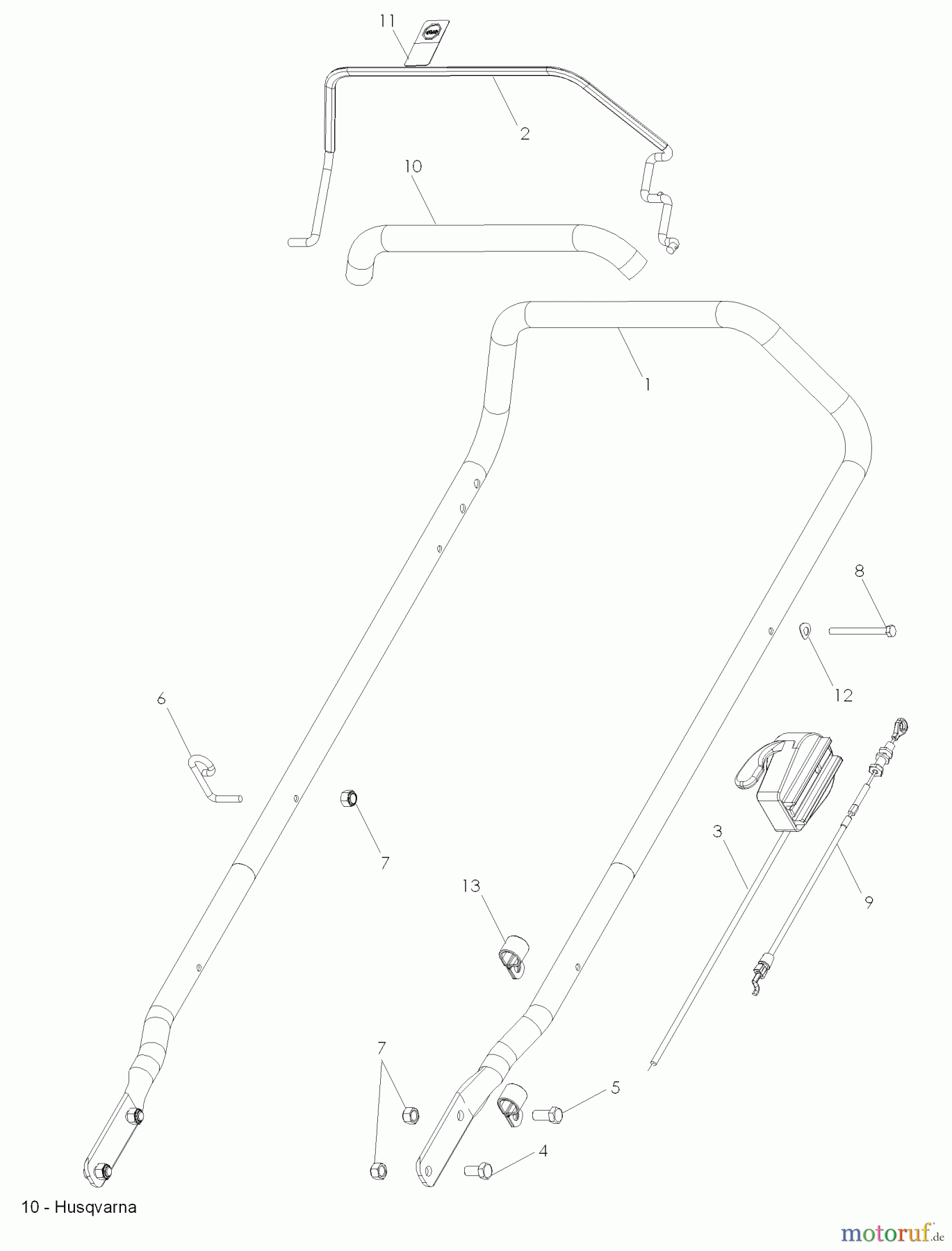  Husqvarna Rasenmäher W 21K (968999283) - Husqvarna Walk-Behind Mower (2007-03 & After) Handle & Controls Push Model 968999283