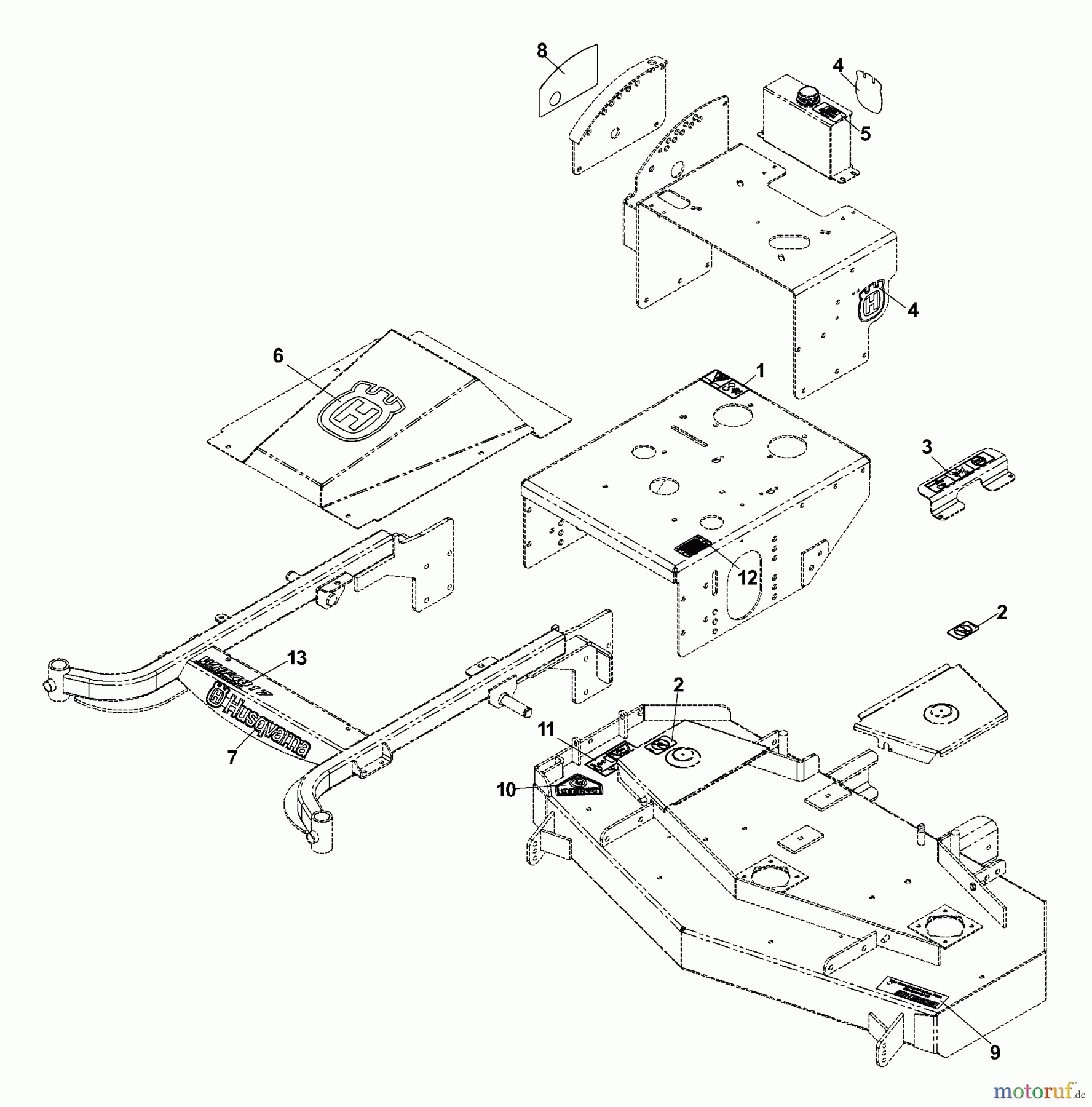  Husqvarna Rasenmäher für Großflächen WH 5219EFQ (968999253) - Husqvarna Wide-Area Walk-Behind Mower (2005-08 to 2006-11) Decals