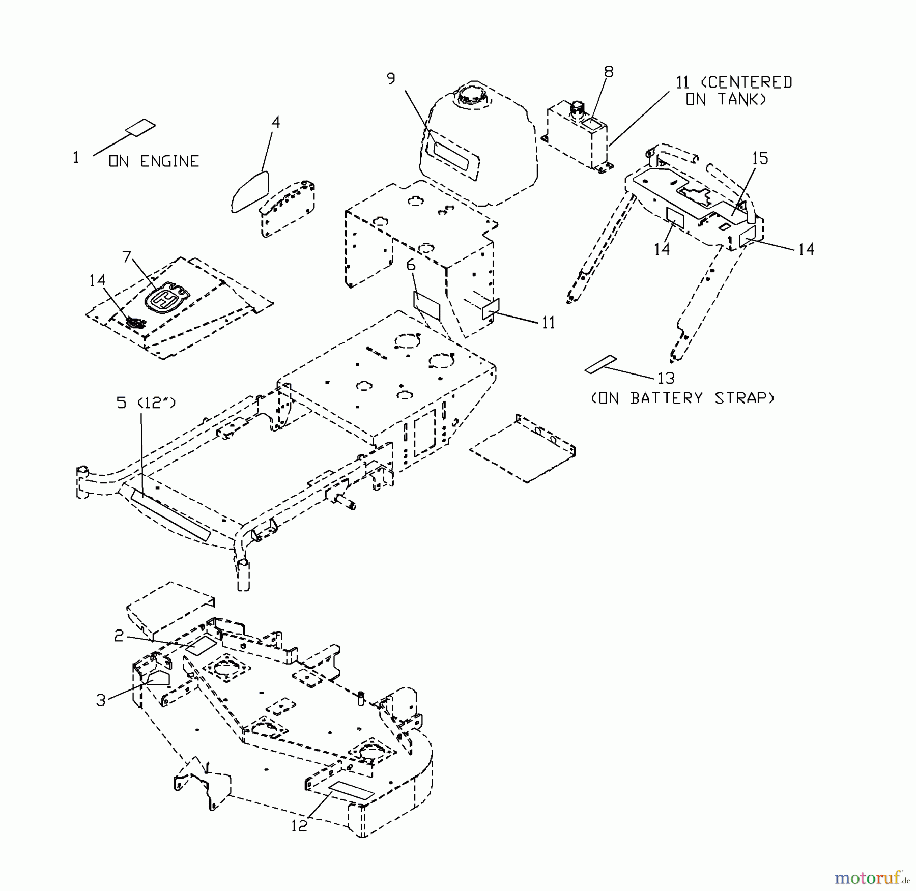  Husqvarna Rasenmäher für Großflächen WHF 4215ETS (968999127) - Husqvarna Wide-Area Walk-Behind Mower (2001-12 to 2002-01) Decal Assembly