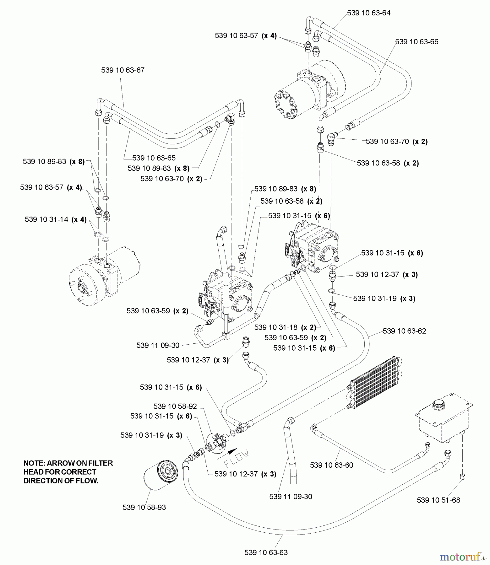  Husqvarna Nullwendekreismäher, Zero-Turn BZ 27 D (968999315) - Husqvarna Zero-Turn Mower (2009-07 & After) Hydraulic Hoses And Fittings