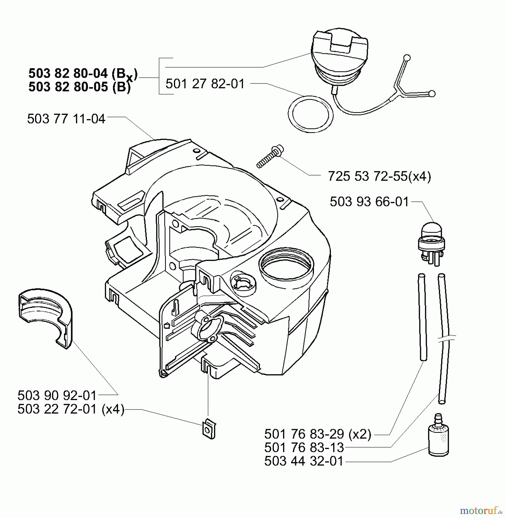  Husqvarna Bläser / Sauger / Häcksler / Mulchgeräte 225 BX - Husqvarna Handheld Blower Vacuum (2001-06 to 2006-08) Crankcase / Tank