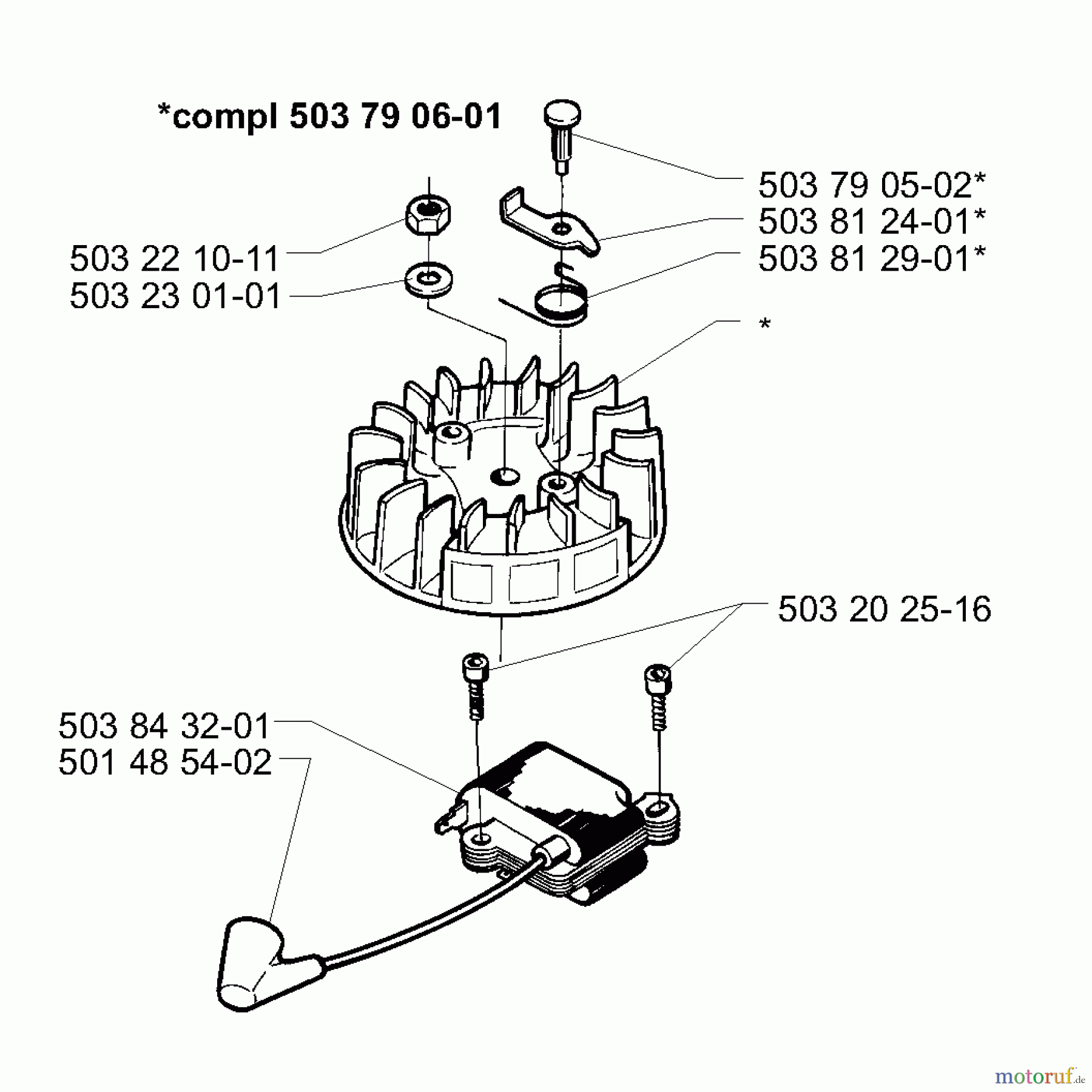  Husqvarna Bläser / Sauger / Häcksler / Mulchgeräte 225 BX - Husqvarna Handheld Blower Vacuum (2001-06 to 2006-08) Ignition / Flywheel