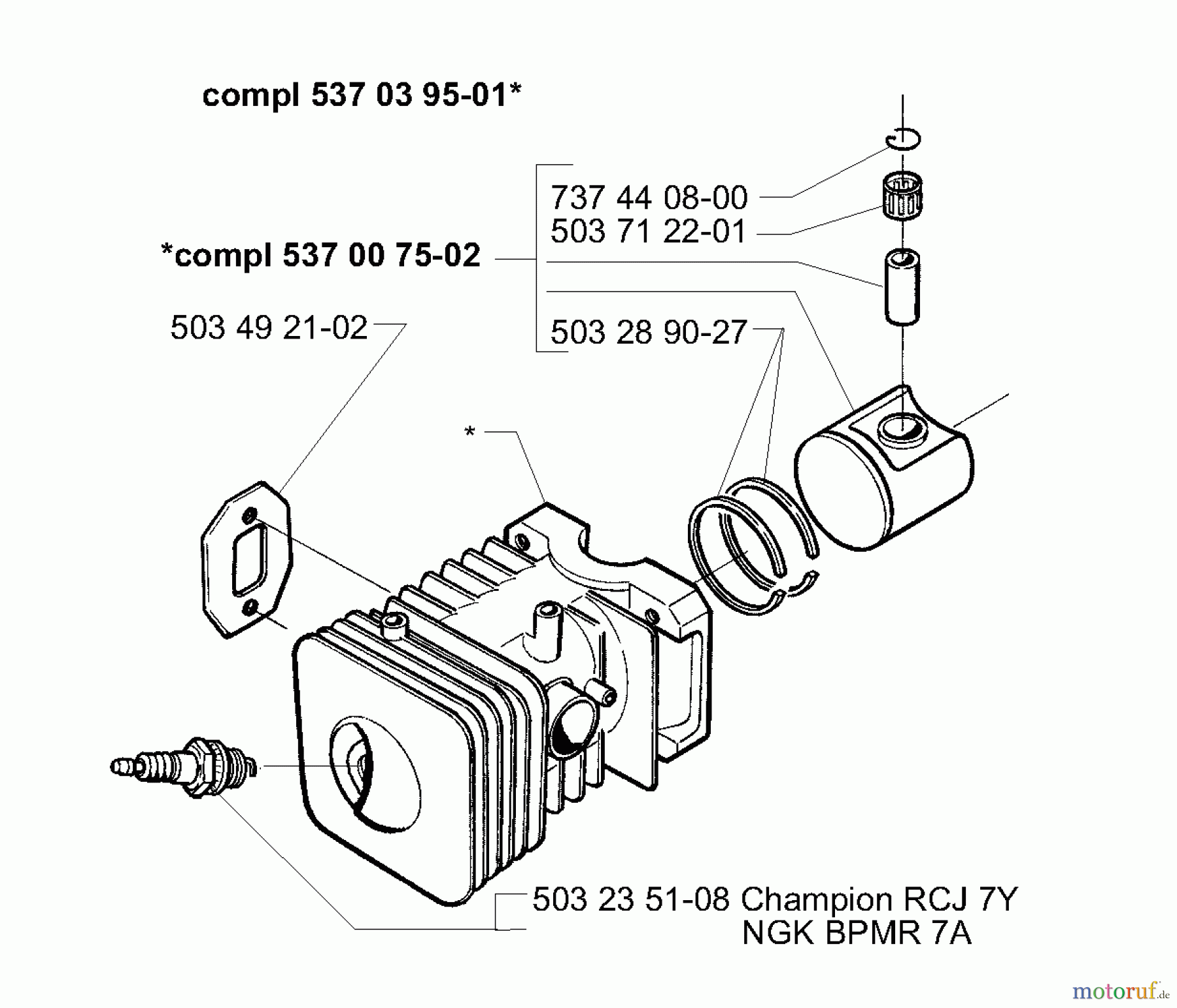  Husqvarna Bläser / Sauger / Häcksler / Mulchgeräte 225 BX - Husqvarna Handheld Blower Vacuum (2001-06 to 2006-08) Piston / Cylinder