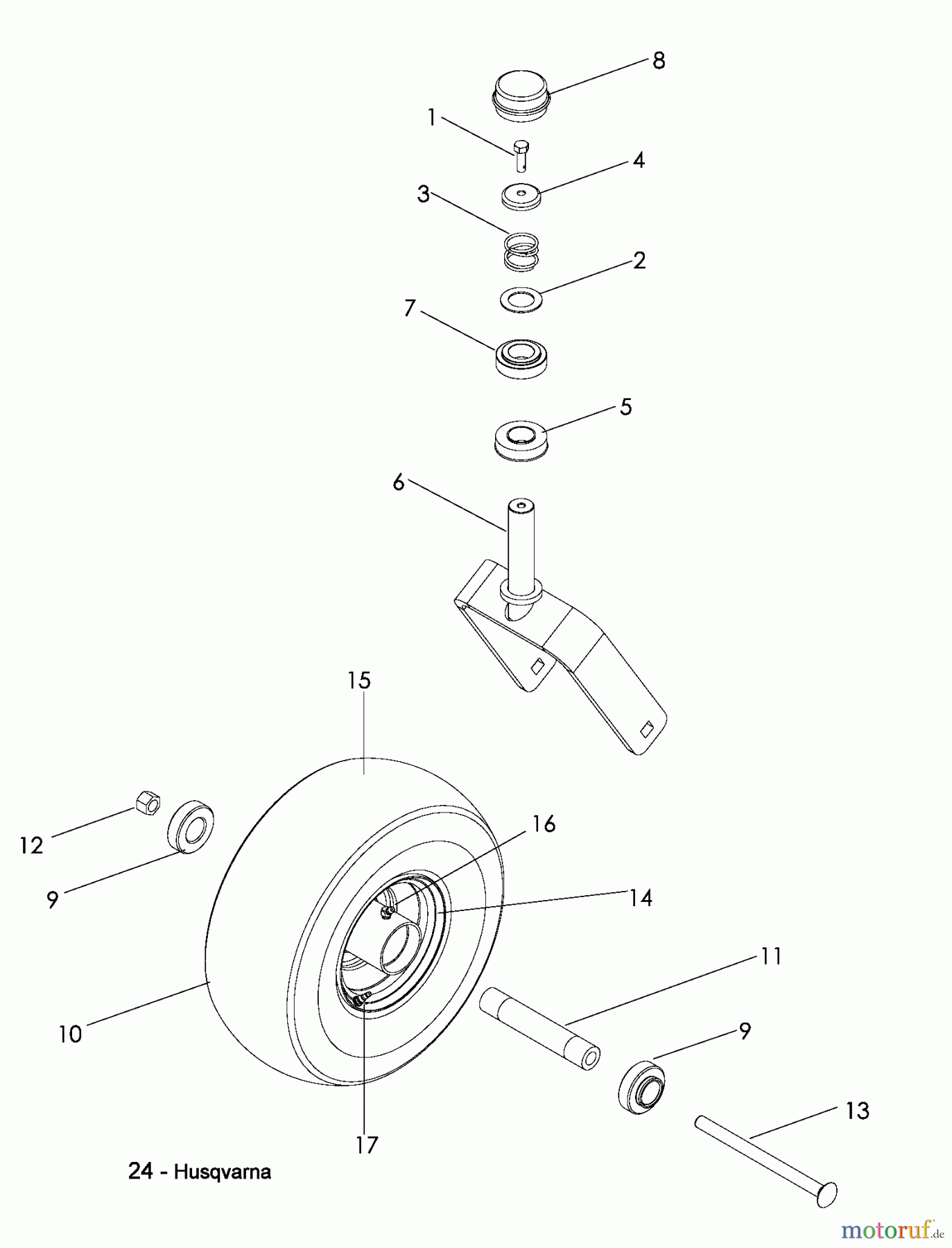  Husqvarna Nullwendekreismäher, Zero-Turn EZF 3417 (965879301) - Husqvarna Zero-Turn Mower (2008-09 & After) Casters