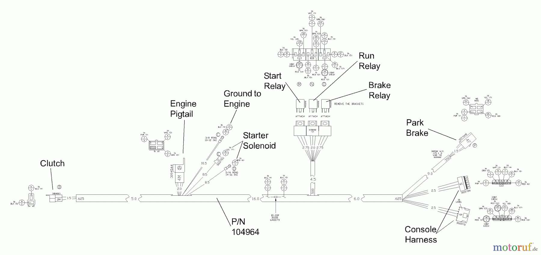  Husqvarna Nullwendekreismäher, Zero-Turn iZ 4217 SKAA (968999229) - Husqvarna Zero-Turn Mower (2004-09 & After) (SN: 033600000 & Up) Wiring Diagram - Frame Harness (Part 1)