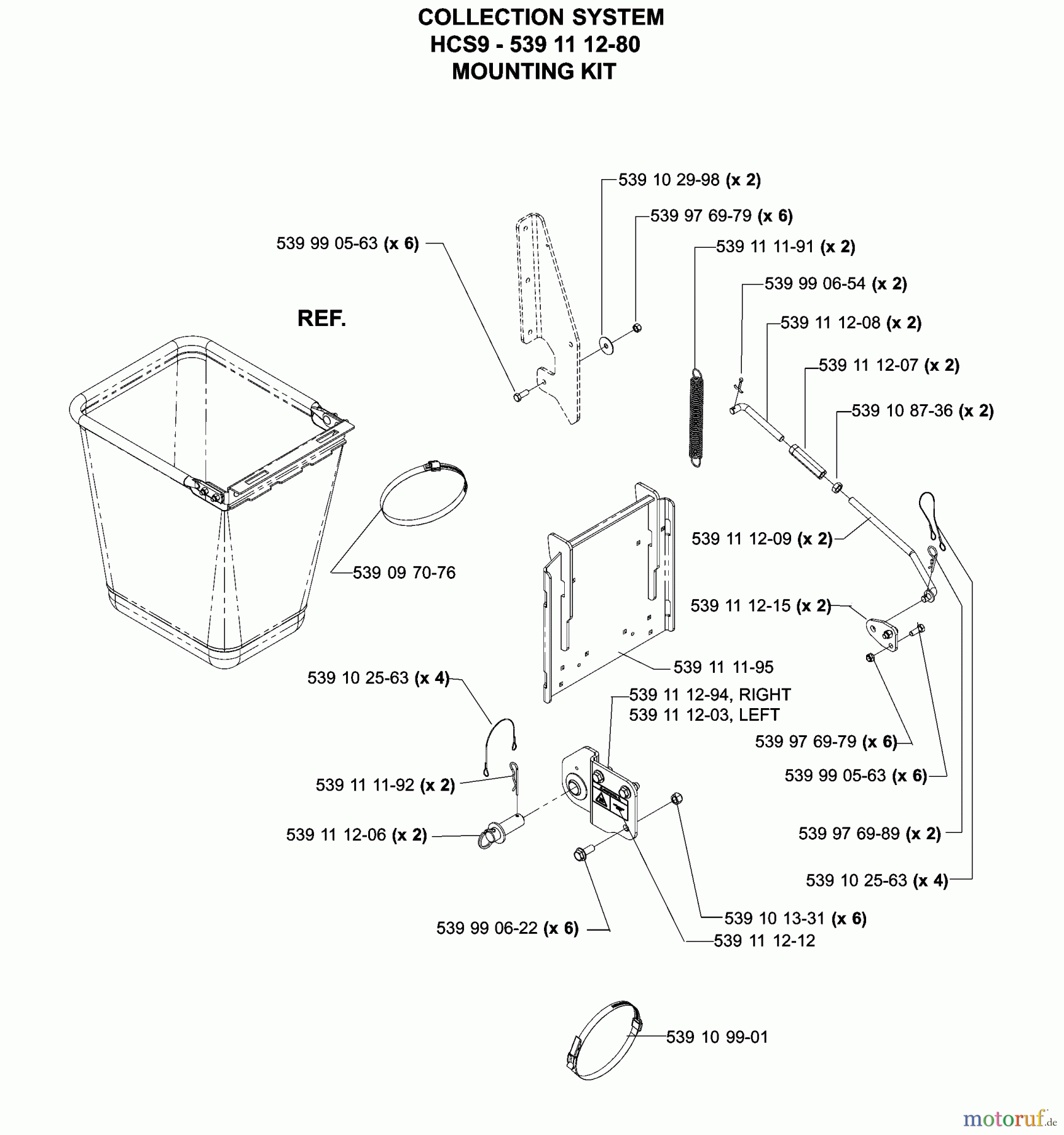  Husqvarna Nullwendekreismäher, Zero-Turn iZ 4217 TSKAA (968999254) - Husqvarna Zero-Turn Mower (2005-08 to 2005-11) Accessories HCS9 Collection System Mounting Kit