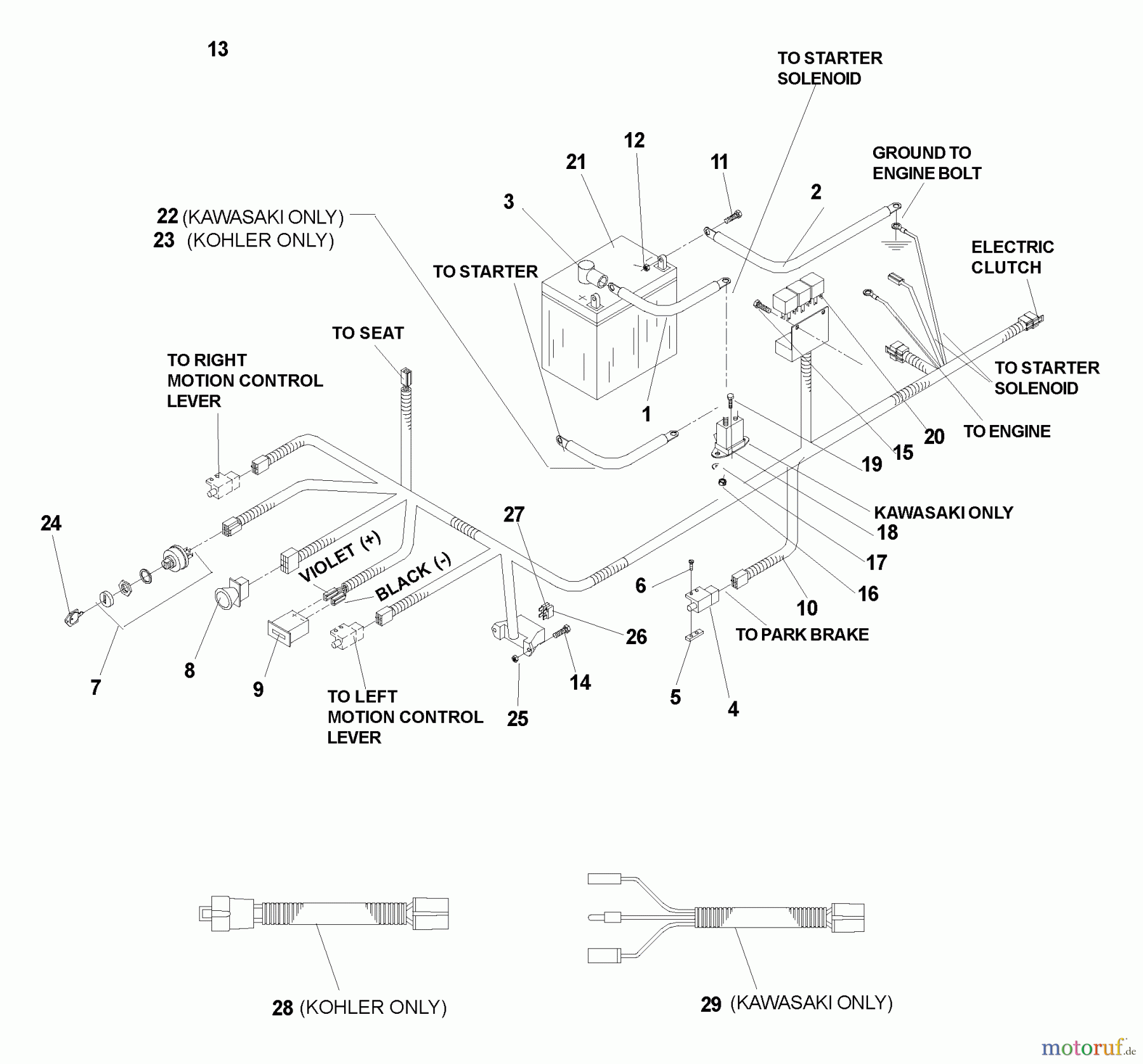  Husqvarna Nullwendekreismäher, Zero-Turn iZ 4217 TSKAA (968999254) - Husqvarna Zero-Turn Mower (2006-08 to 2007-03) Wiring Assembly