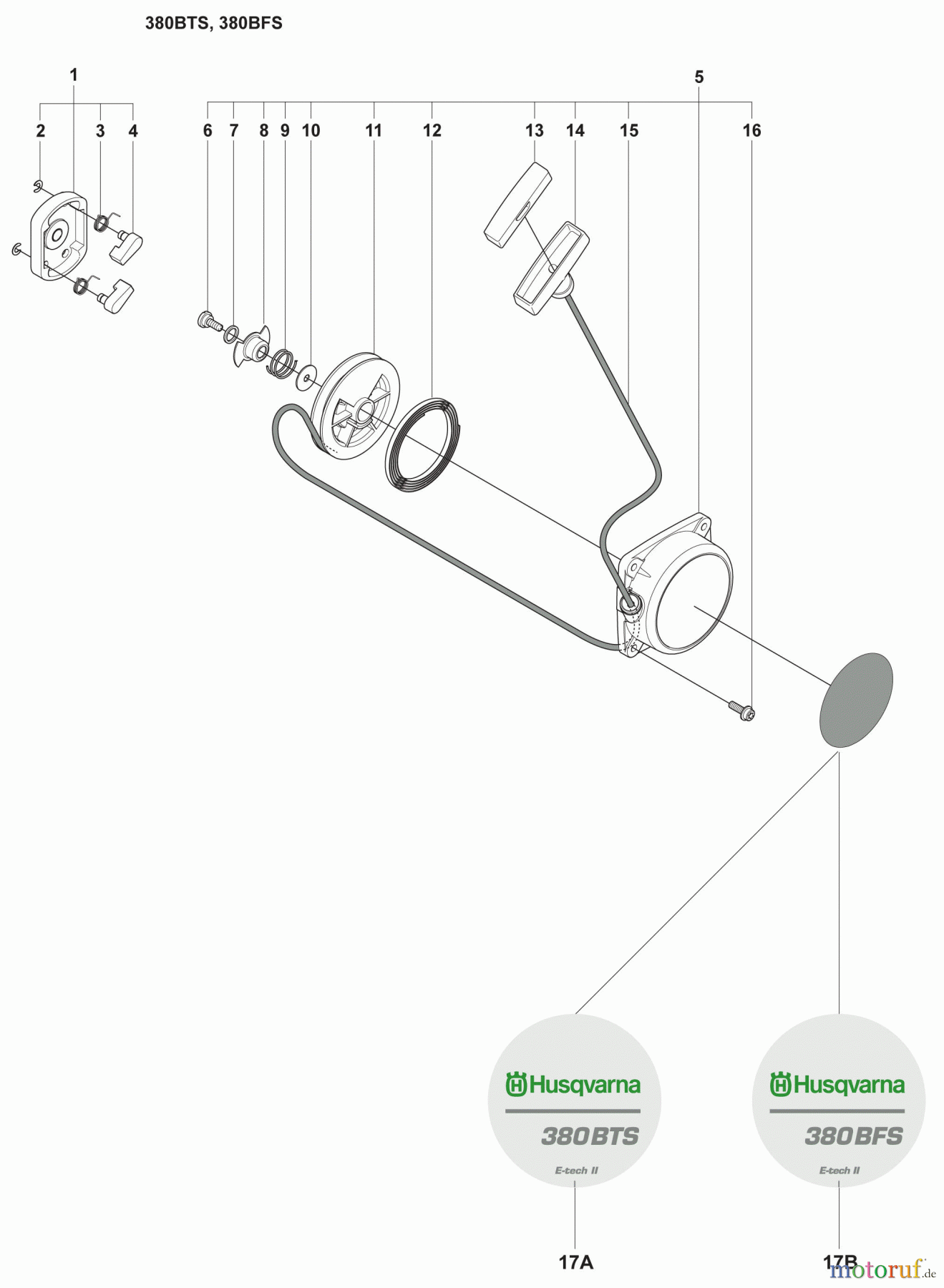  Husqvarna Bläser / Sauger / Häcksler / Mulchgeräte 380 BFS - Husqvarna Backpack Blower (2009-03 & After) Starter Assembly