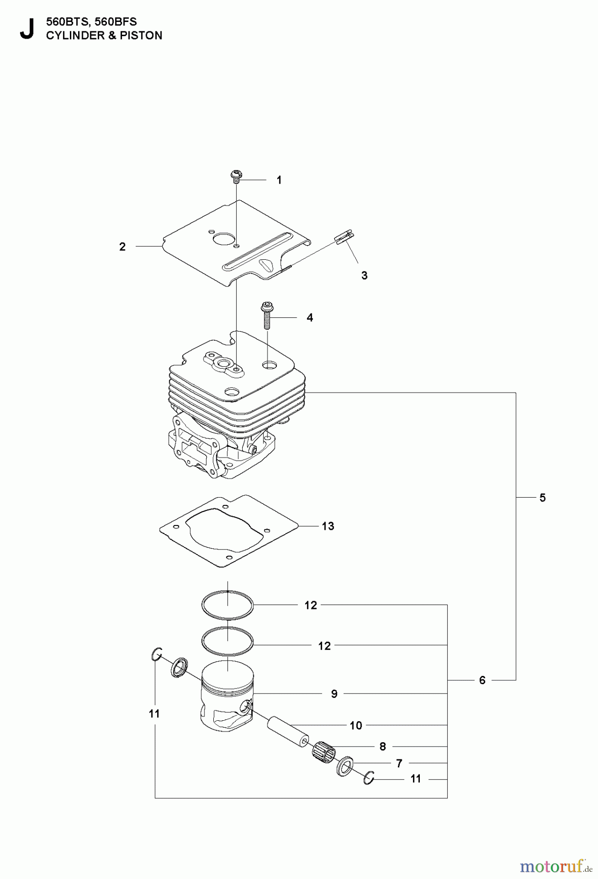  Husqvarna Bläser / Sauger / Häcksler / Mulchgeräte 560 BTS - Husqvarna Backpack Blower (2011-10 & After) CYLINDER PISTON