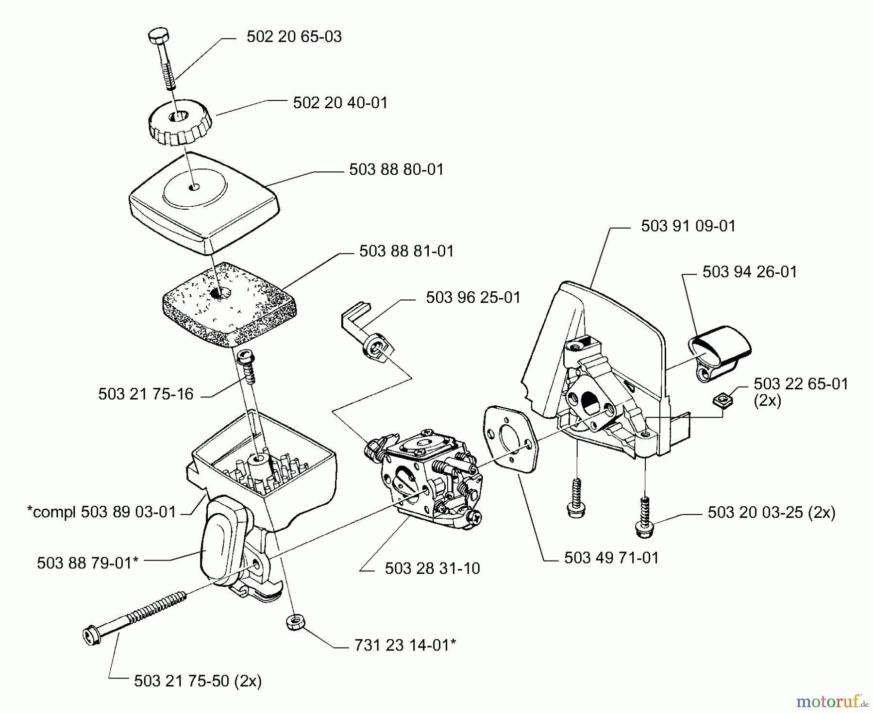  Husqvarna Kantenschneider 322 E - Husqvarna Handheld Edger (1999-10 to 2000-12) Air Filter/Carburetor