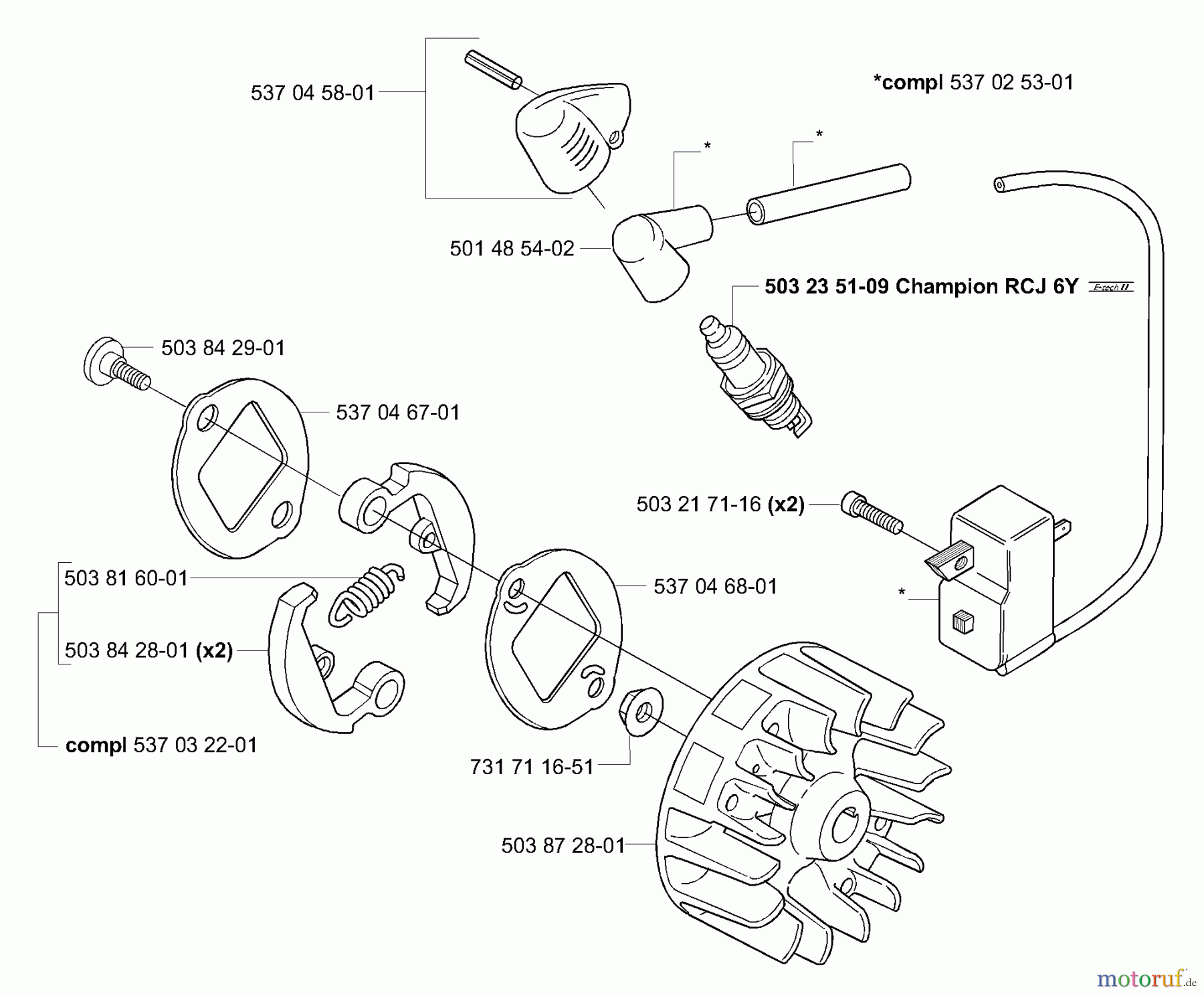  Husqvarna Kantenschneider 326 EX - Husqvarna Handheld Edger (E-TECH 2) (2001-03 to 2002-01) Ignition / Flywheel / Clutch