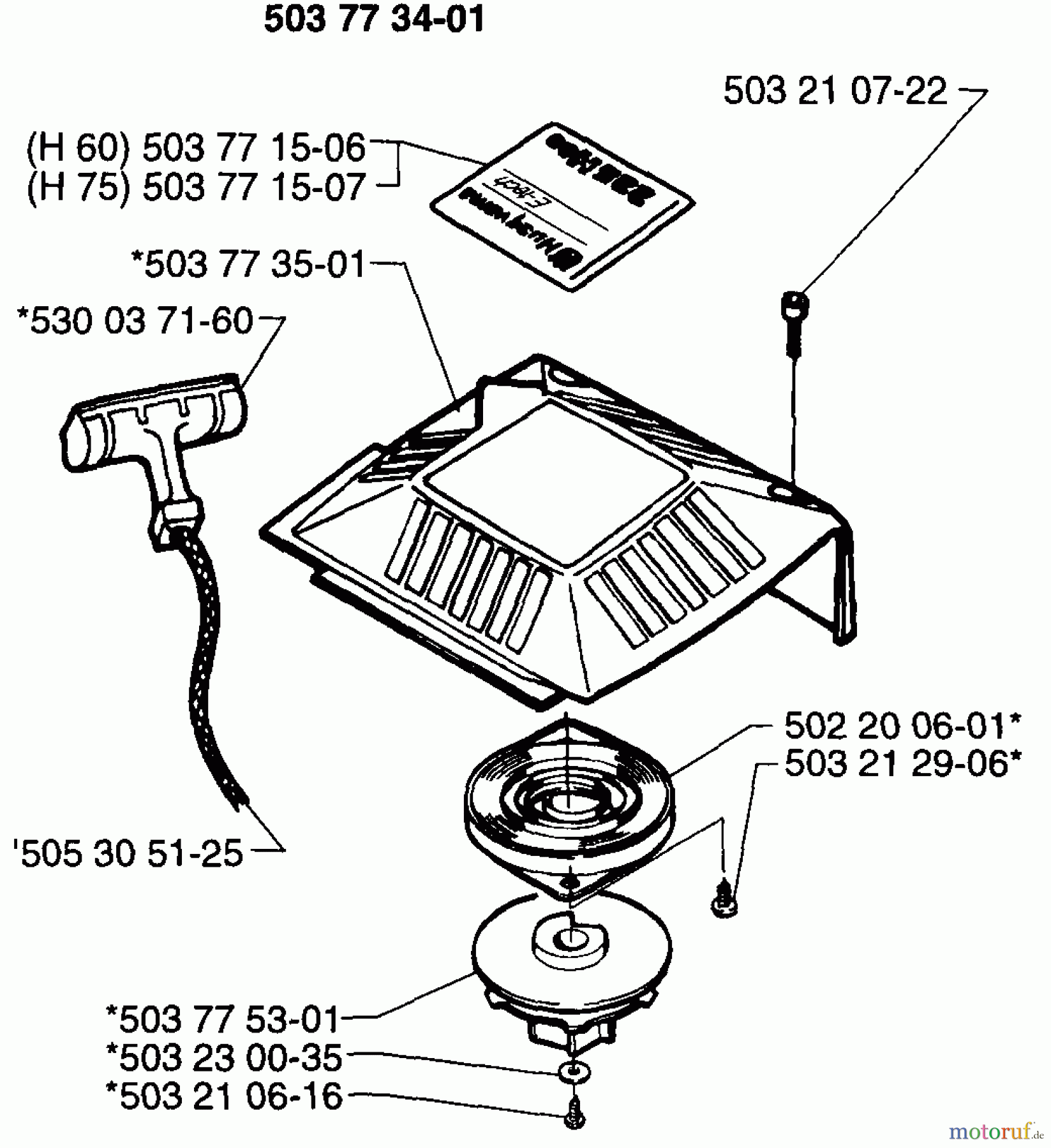  Husqvarna Heckenscheren 225 H - Husqvarna Hedge Trimmer (1997-02 & After) Starter Assembly