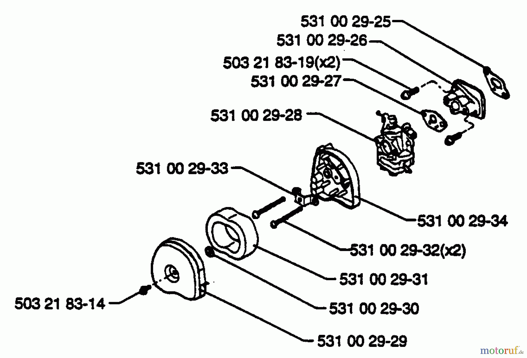  Husqvarna Heckenscheren 25 H - Husqvarna Hedge Trimmer (1993-01 & After) Air Filter / Carburetor