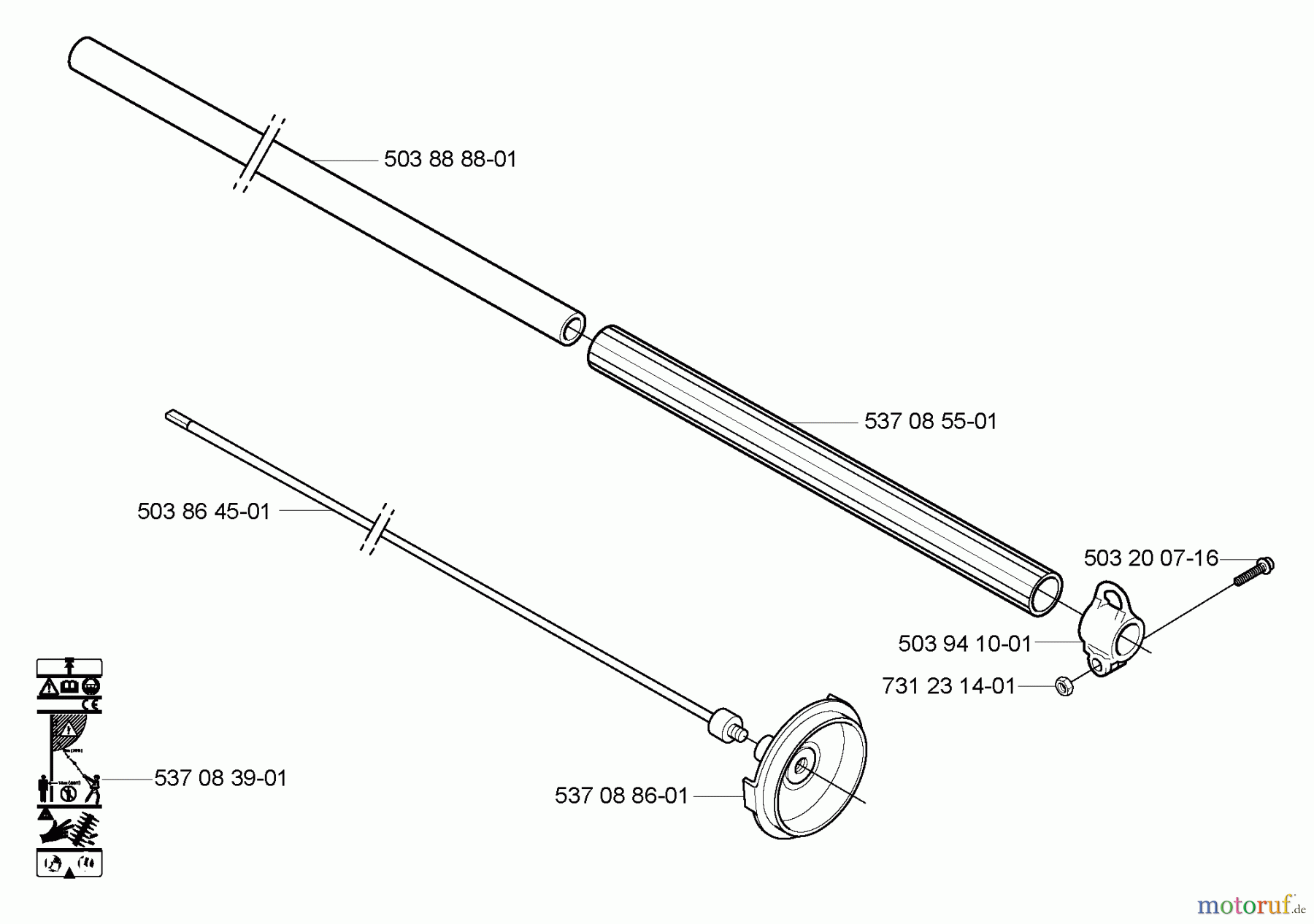  Husqvarna Heckenscheren 325 HE 4X - Husqvarna Hedge Trimmer (2005-02 to 2005-08) Handle Shaft Tube HE4x