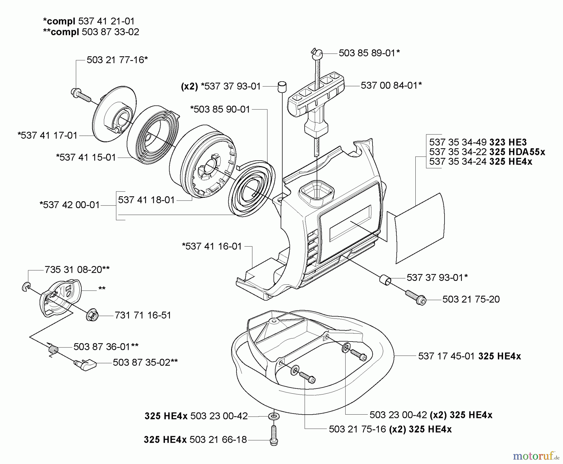  Husqvarna Heckenscheren 323 HE 3 - Husqvarna Hedge Trimmer (2005-09 to 2005-09) Starter