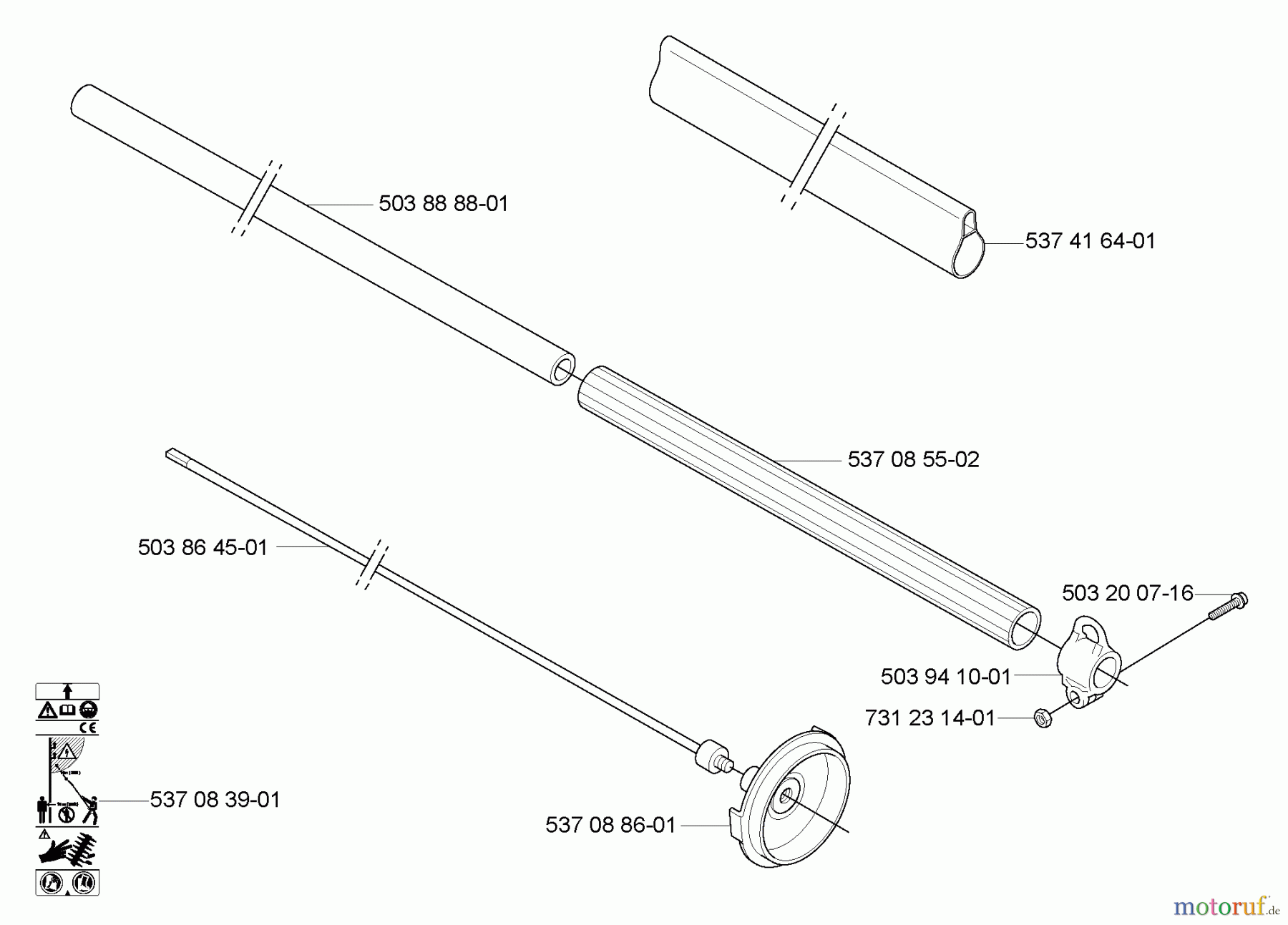  Husqvarna Heckenscheren 325 HE 4X - Husqvarna Hedge Trimmer (2005-10 to 2006-12) Handle / Shaft / Tube