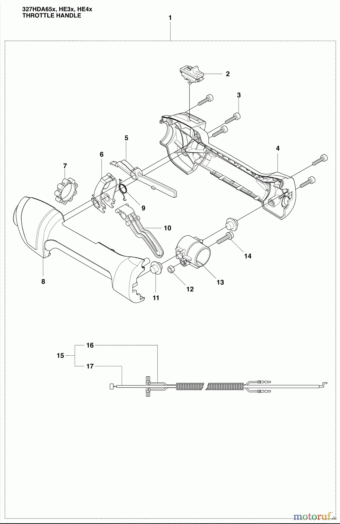  Husqvarna Heckenscheren 327 HDA 65X - Husqvarna Hedge Trimmer (2009-04 & After) Throttle Handle