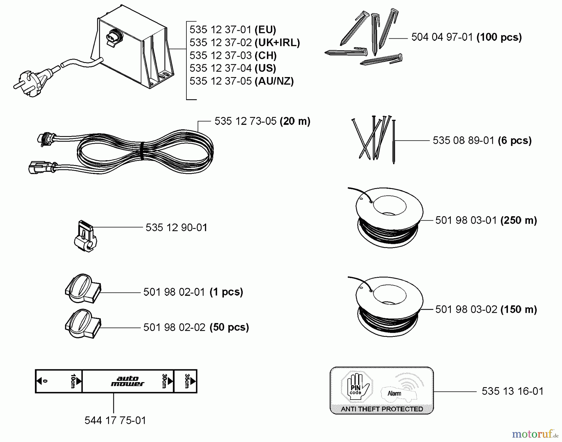  Husqvarna Automower, Mähroboter 220 AC - Husqvarna Auto Mower (2008-02 to 2009-01) Installation Components