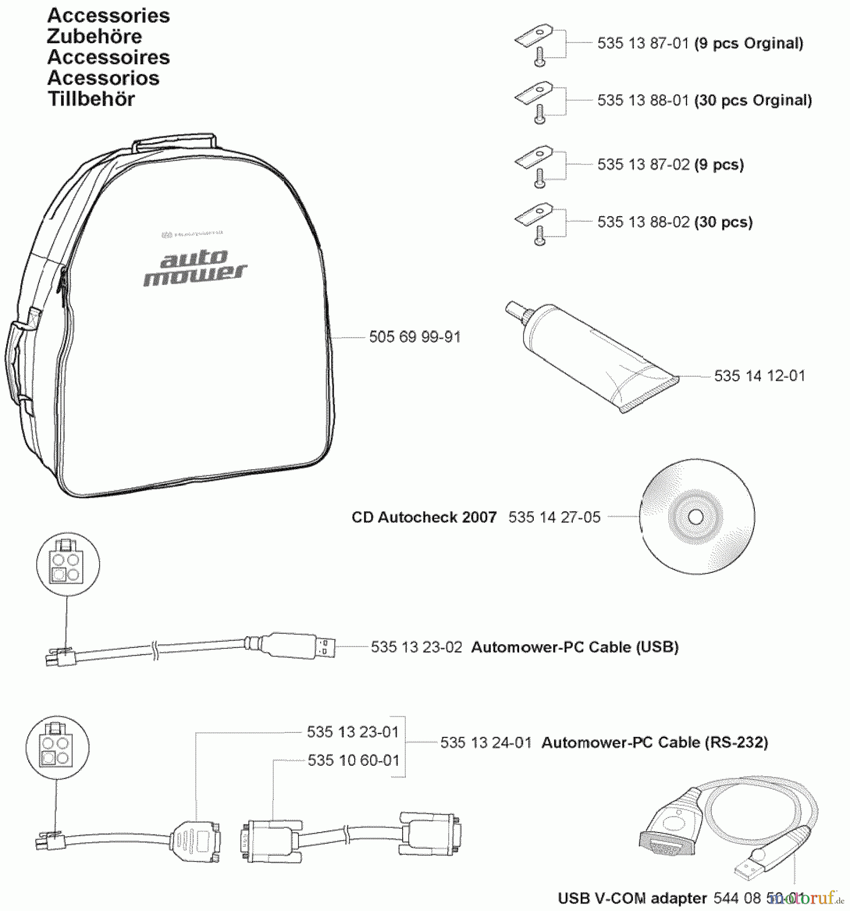  Husqvarna Automower, Mähroboter 230 ACX - Husqvarna Auto Mower (2007-07 to 2008-01) Accessories